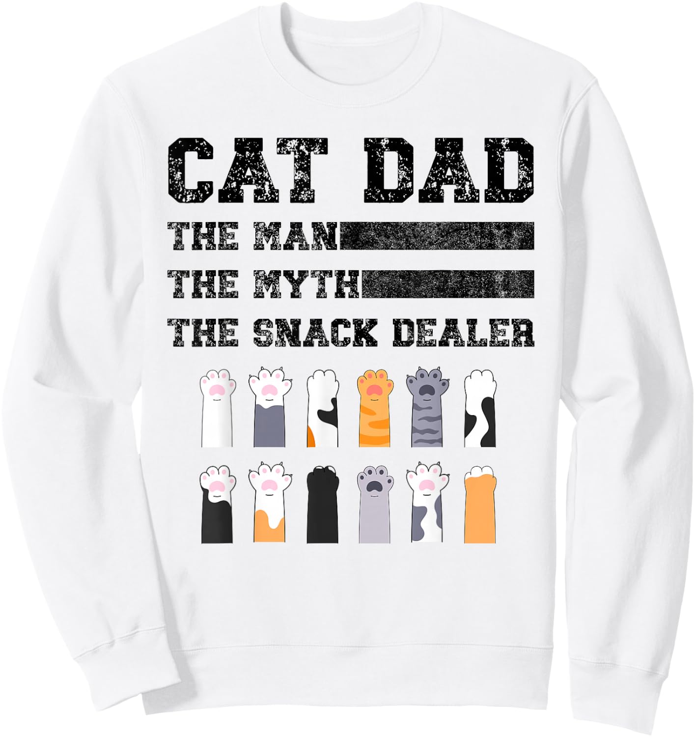 Vintage Cat Dad The Man The Myth Snack Dealer Father Day Sweatshirt - Sweatshirt | White