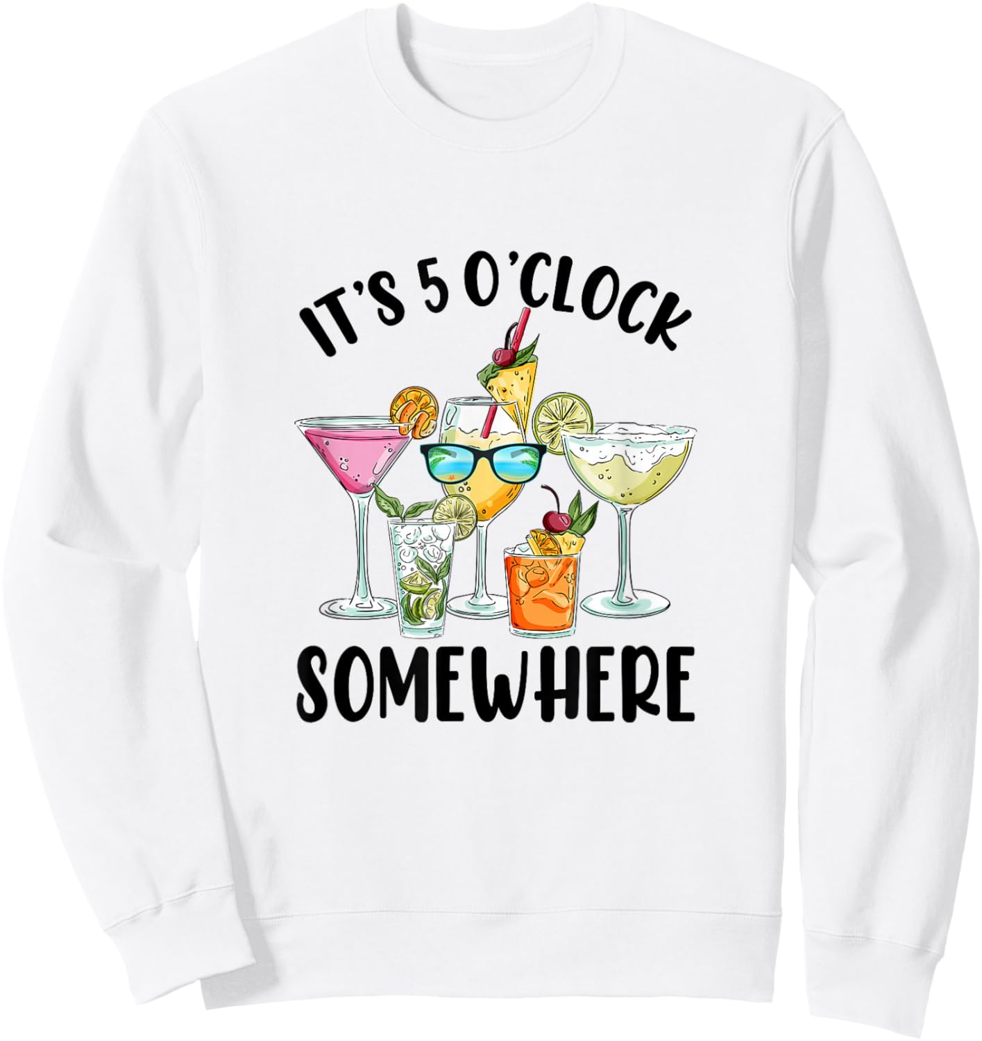 Its 5 Oclock Somewhere Drinking Hello Summer Beach Sweatshirt - Sweatshirt | White