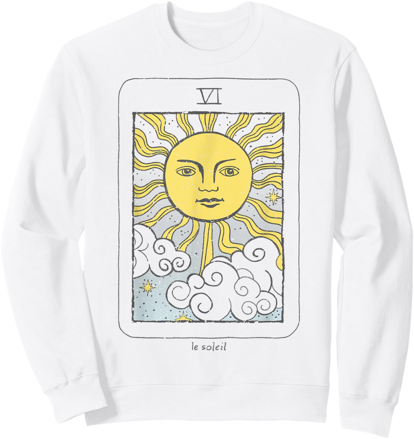 Trendy Le Soleil Sun Clouds Tarot Card Sweatshirt - Sweatshirt | White