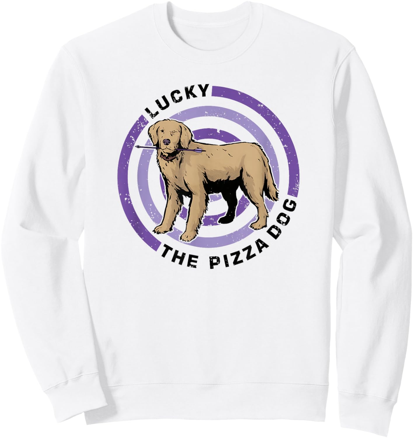 Marvel Hawkeye Disney Plus Lucky The Pizza Dog Target Sweatshirt - Sweatshirt | White