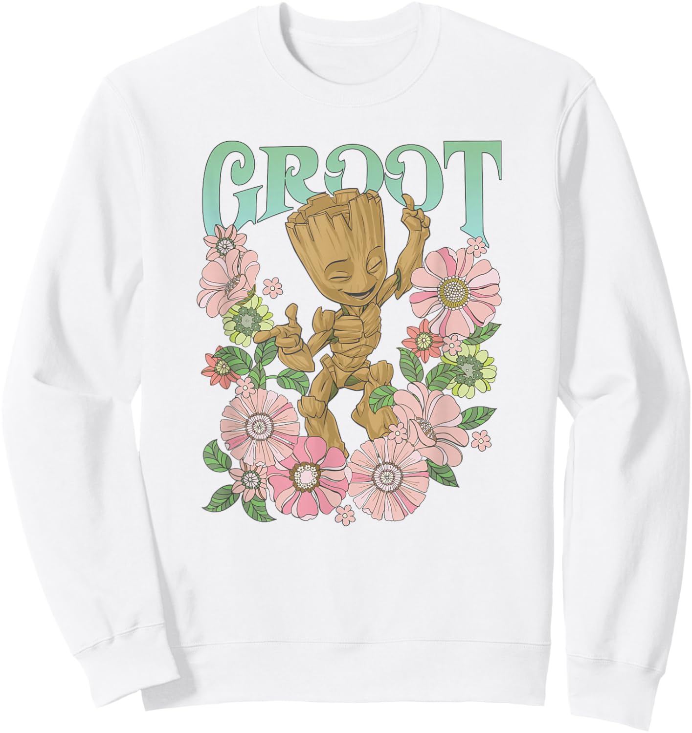 Marvel Guardians of The Galaxy Groot Floral Dance Poster Small Sweatshirt - Sweatshirt | White