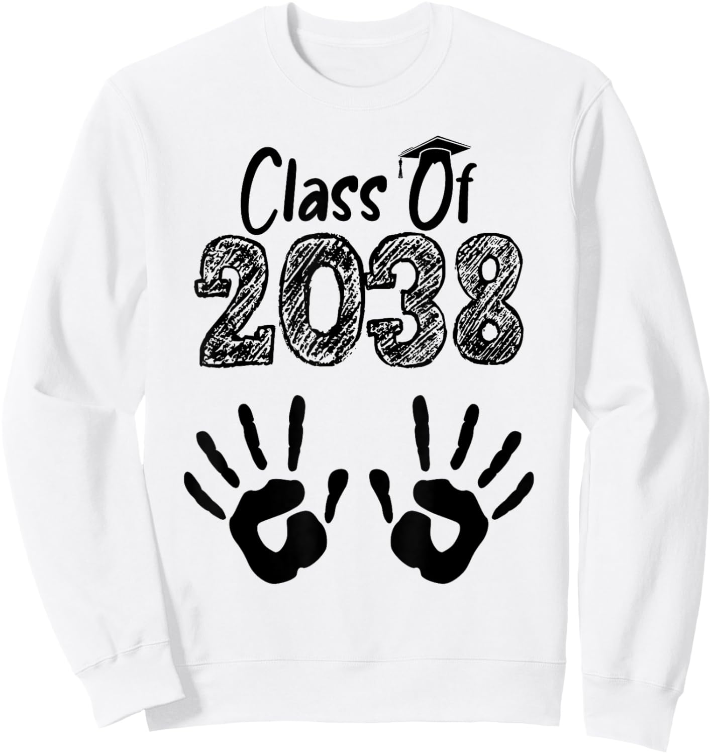 Class of 2038 Grow With Me Shirt Handprint On Back Pre-K Sweatshirt - Sweatshirt | White