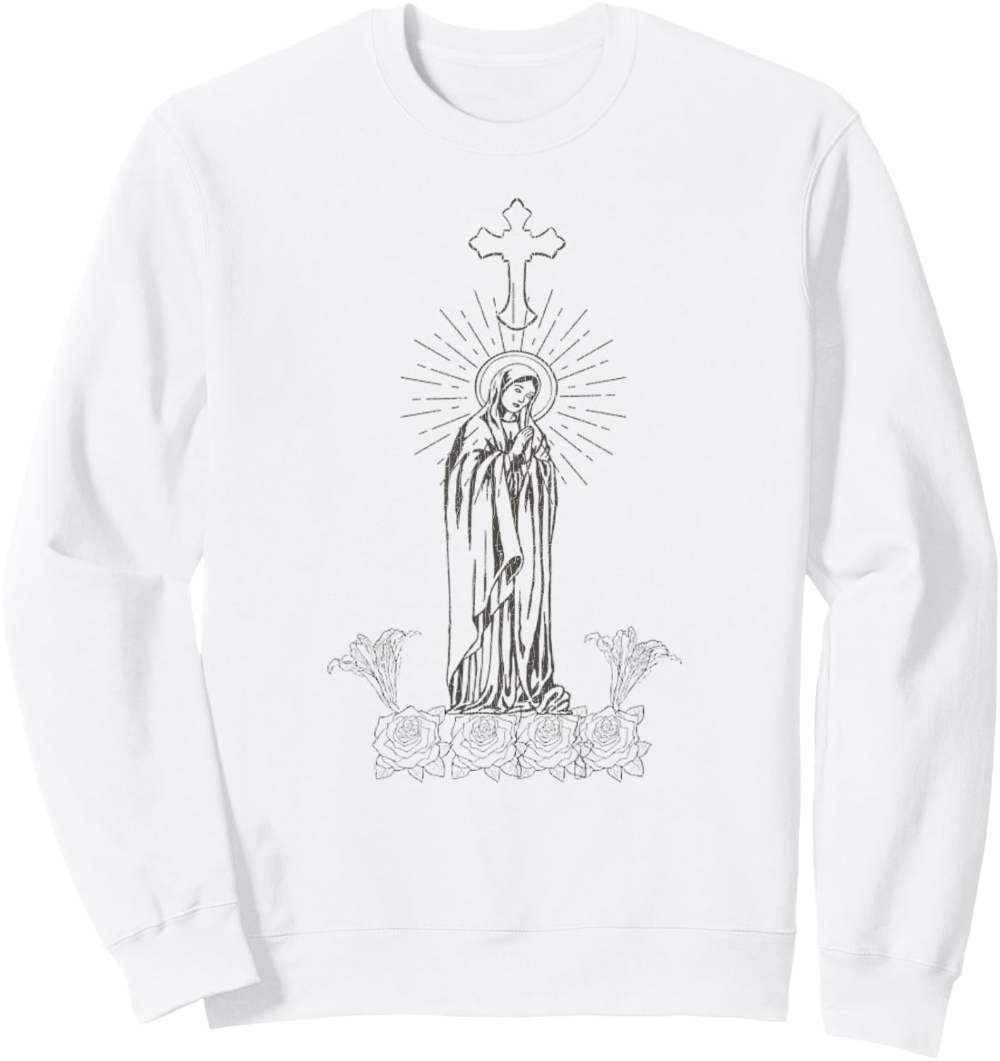 Vintage Mother Of God Virgin Mary Sweatshirt - Sweatshirt | White