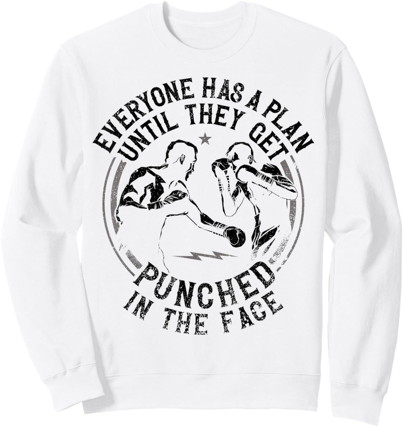 Boxing Vintage Everyone Has A Plan Until They Get Punched In Sweatshirt - Sweatshirt | White