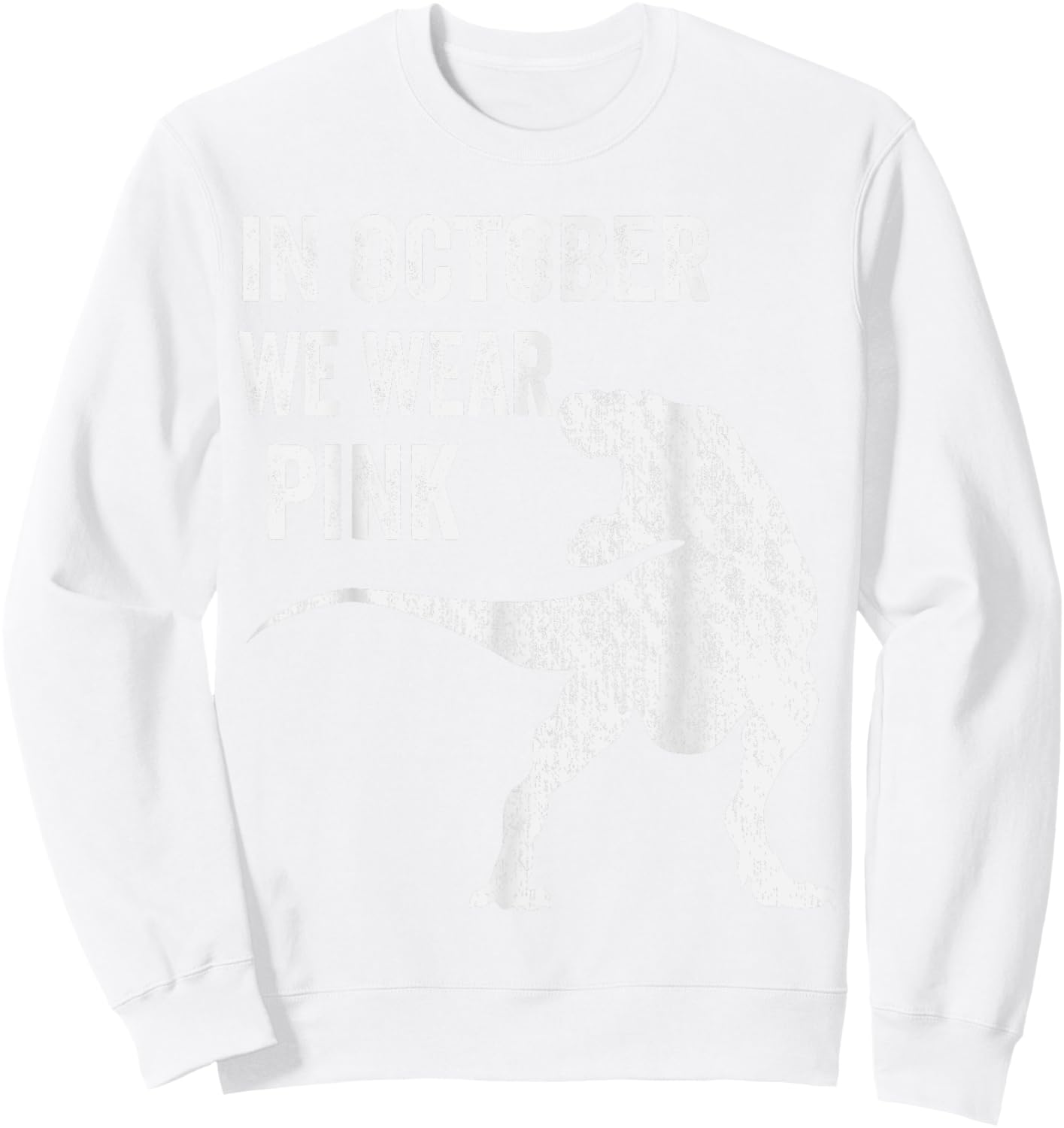 In October We Wear Pink Dinosaur Trex Breast Cancer Kids Sweatshirt - Sweatshirt | White