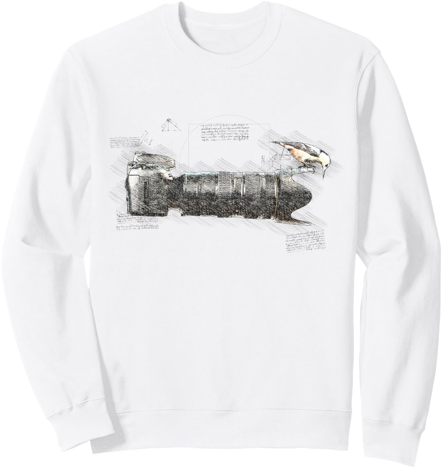 Bird on Long Lens Camera Photography Bird Photographer Sweatshirt - Sweatshirt | White