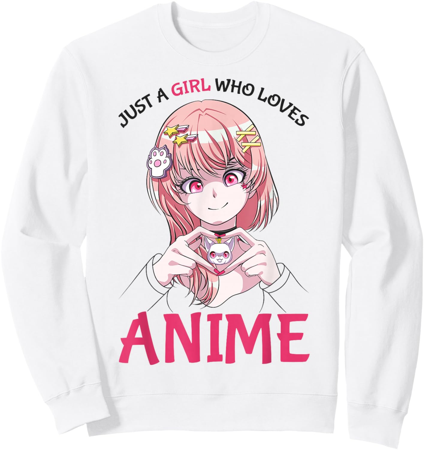 Just A Girl Who Loves Anime Merch Stuff Teenage Girls Sweatshirt - Sweatshirt | White