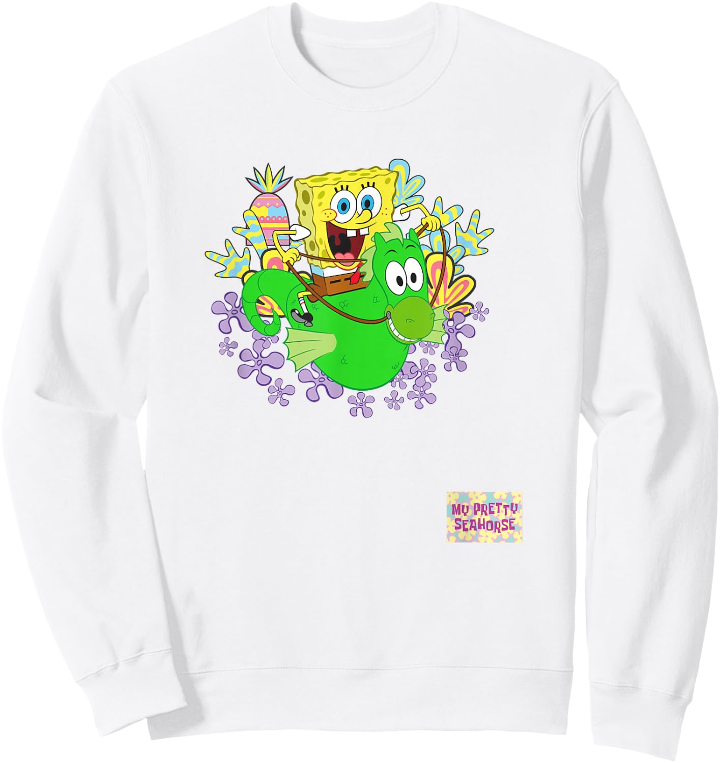 SpongeBob SquarePants My Pretty Seahorse Bob Riding Mystery Sweatshirt - Sweatshirt | White