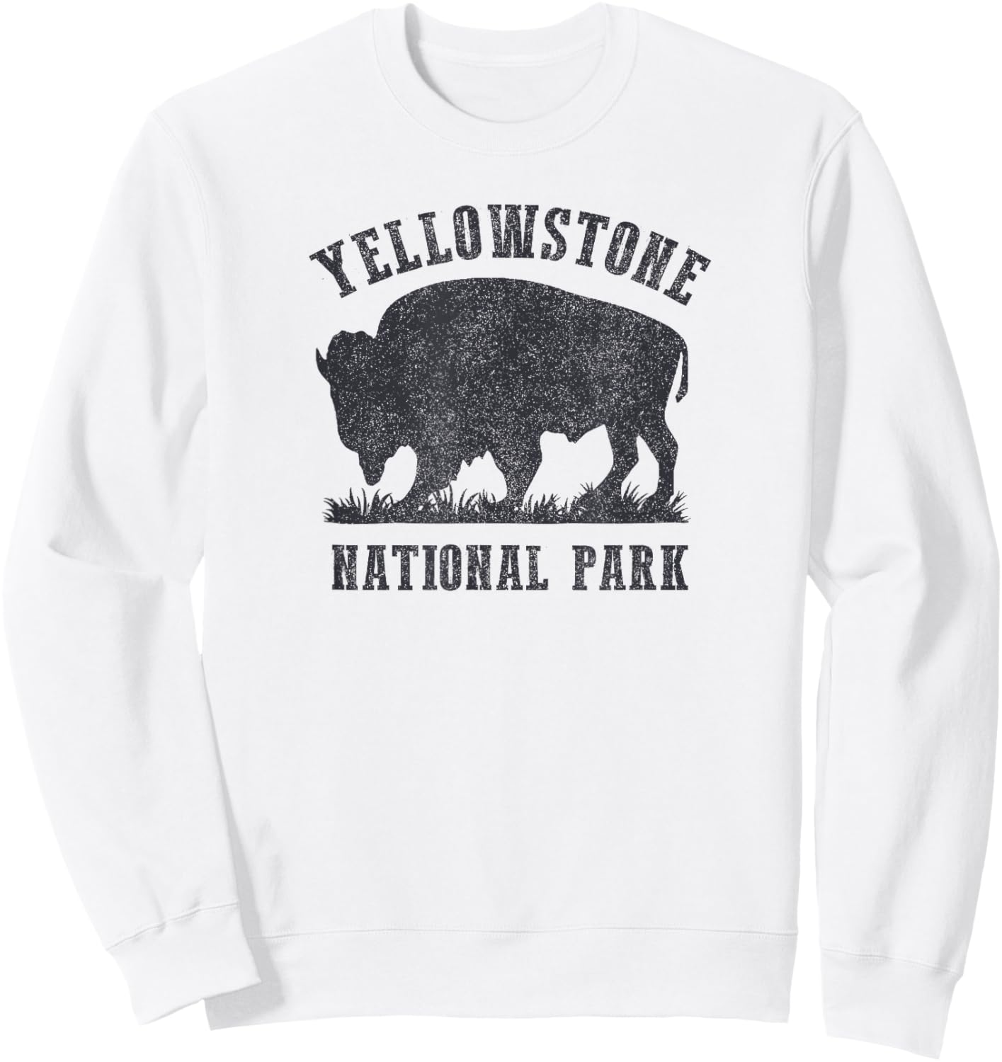 Vintage Yellowstone Buffalo National Park Bison Souvenir Sweatshirt - Sweatshirt | White