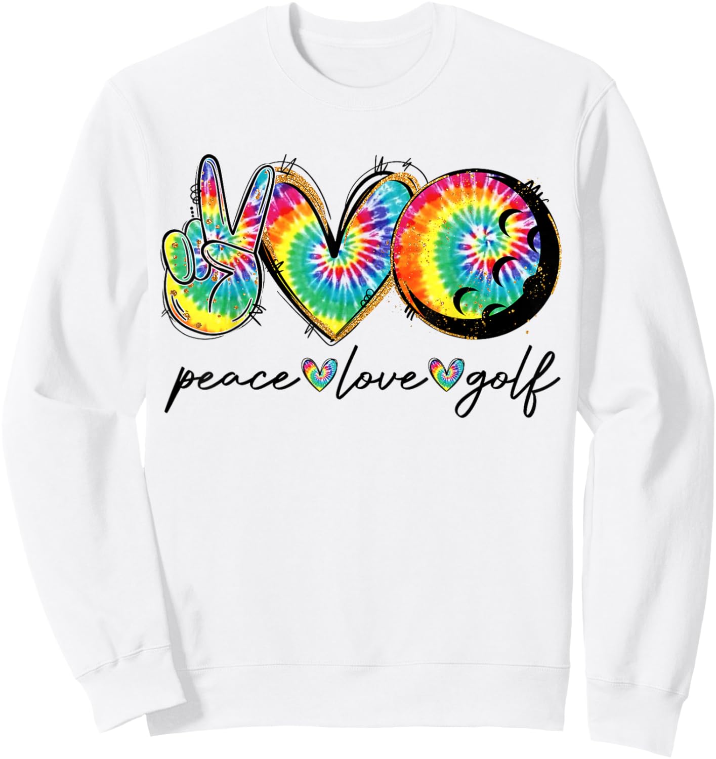 Peace Love Golf Funny Tie Dye Golf Lovers Sweatshirt - Sweatshirt | White