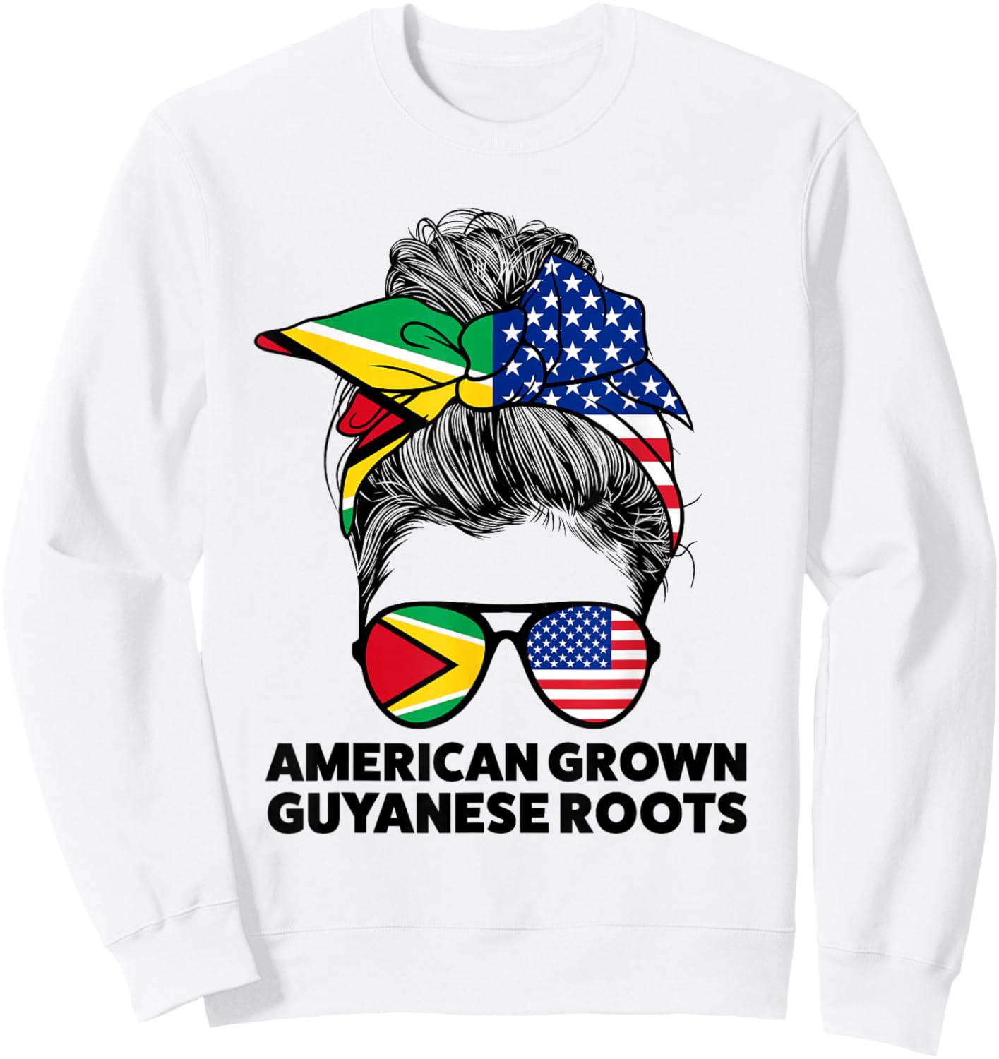 American Grown Guyanese Roots Guyana Guyanese Flag Sweatshirt - Sweatshirt | White