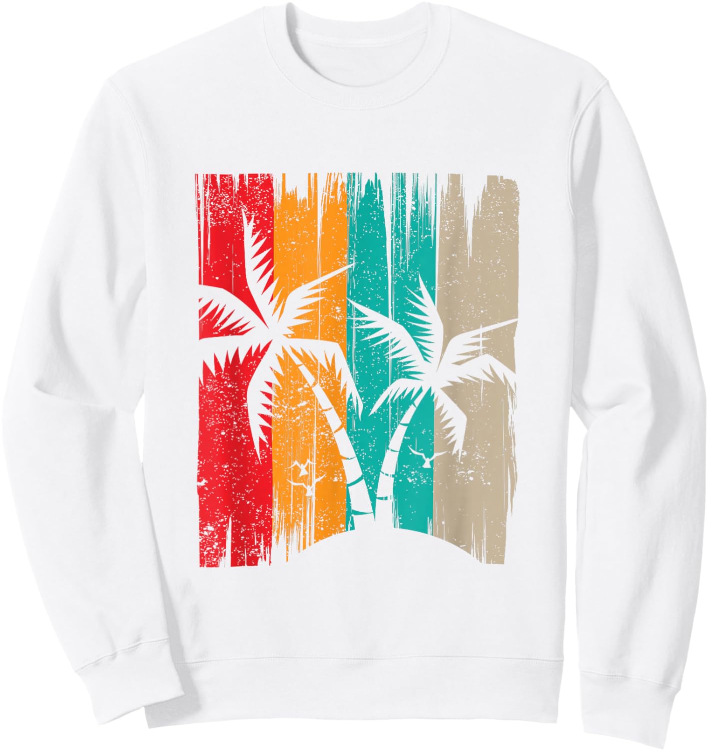 Palm Trees Retro Tropical Summer Sweatshirt - Sweatshirt | White