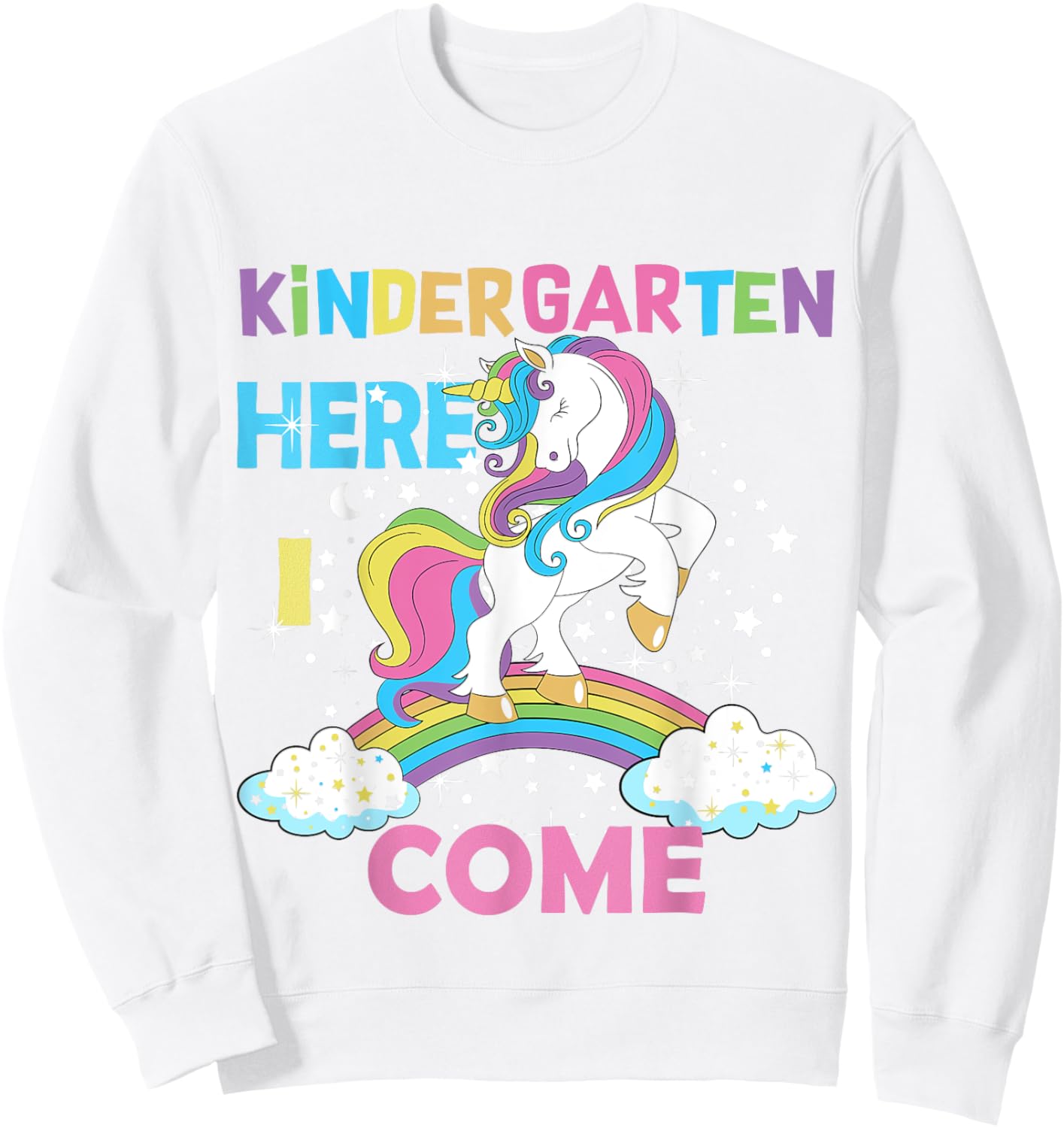 Back To School Unicorn Hello First Day of Kindergarten Girl Sweatshirt - Sweatshirt | White