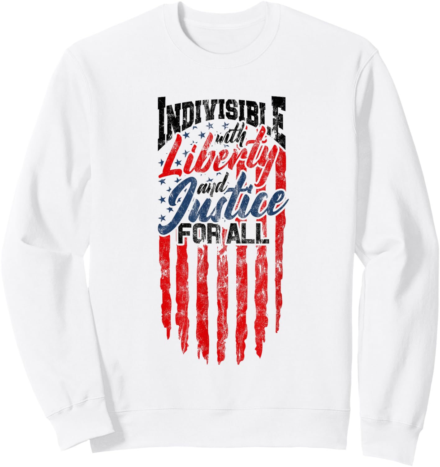 Indivisible with Liberty and Justice for All - US Flag Sweatshirt - Sweatshirt | White