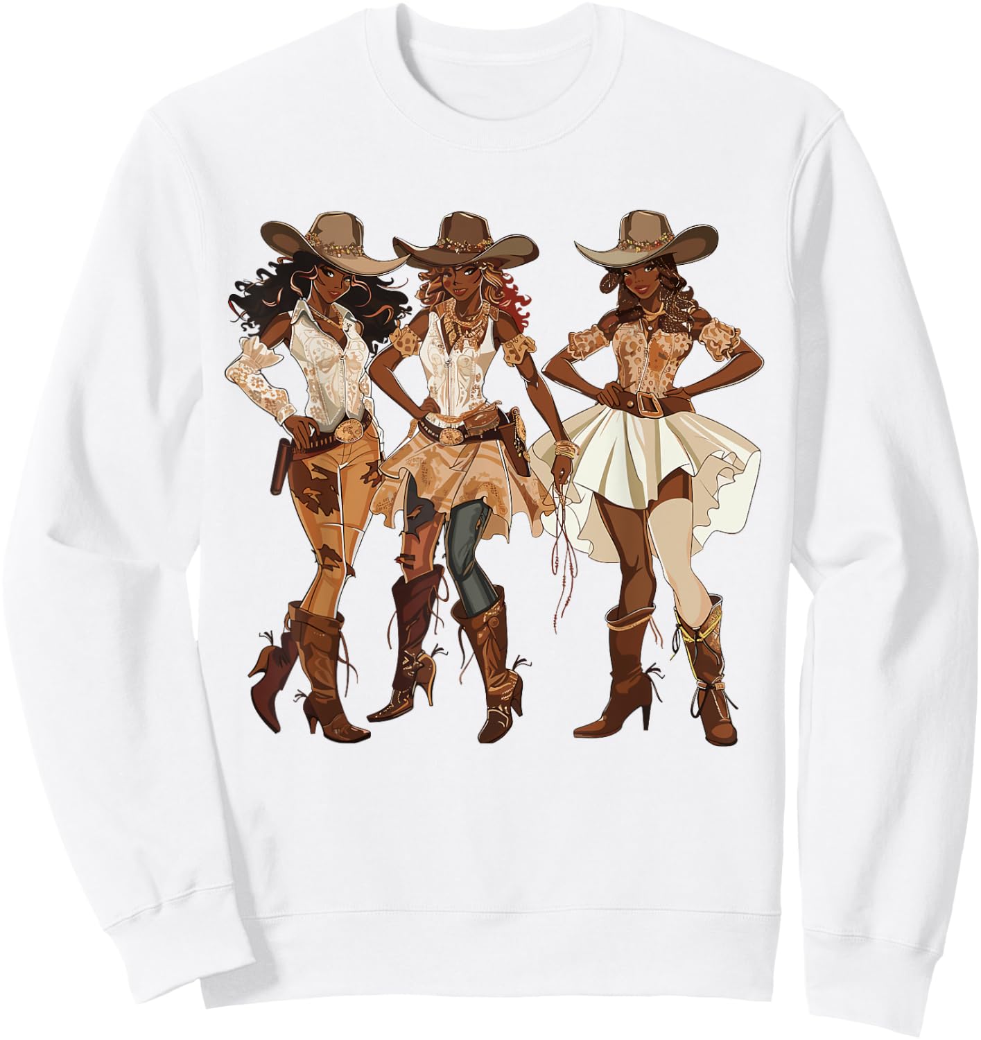 Black African American Cowgirl Western Country Texas Rodeo Sweatshirt - Sweatshirt | White