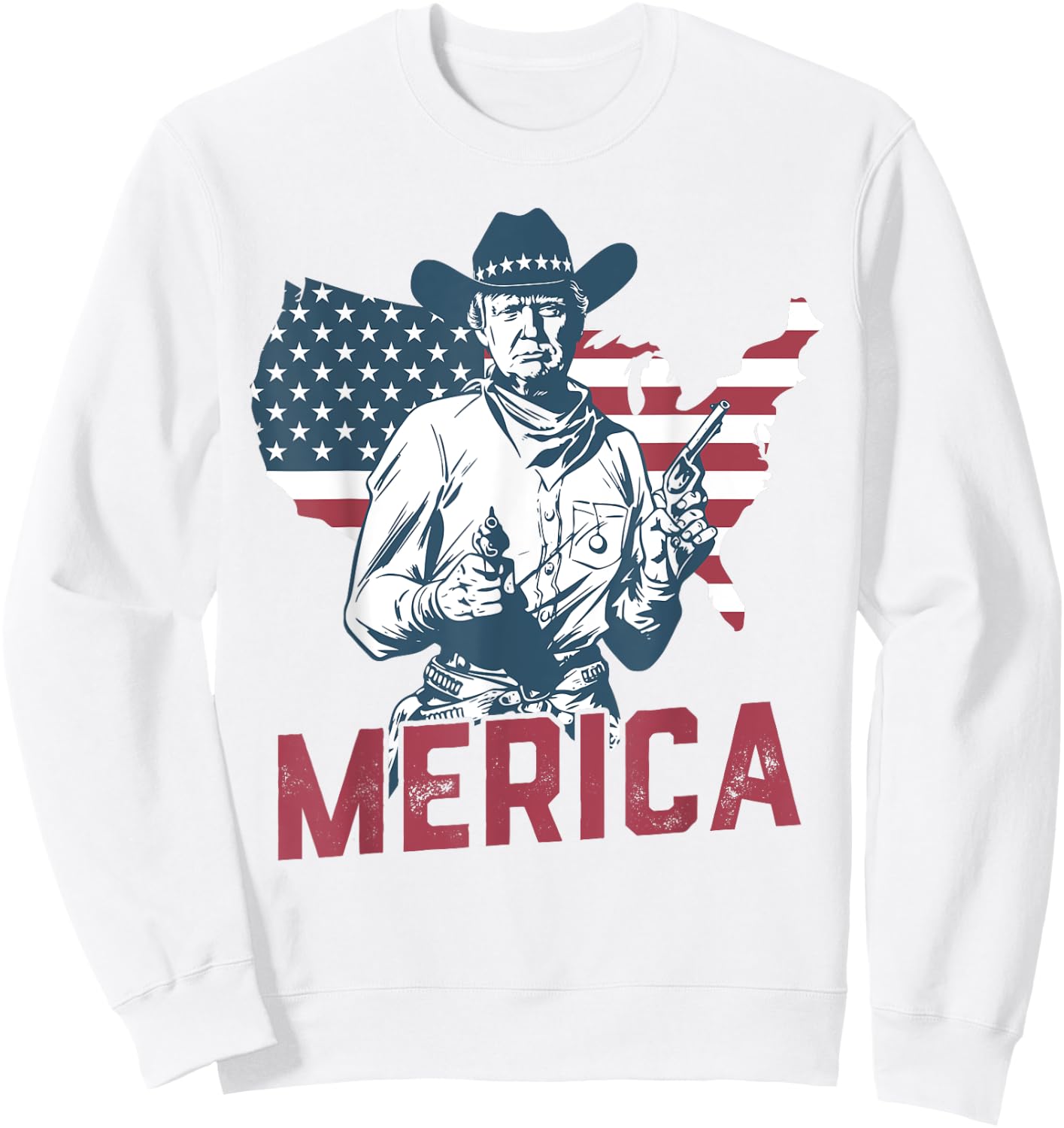 'MERICA TRUMP Happy 4th Of July Trump American Flag Gifts Sweatshirt - Sweatshirt | White
