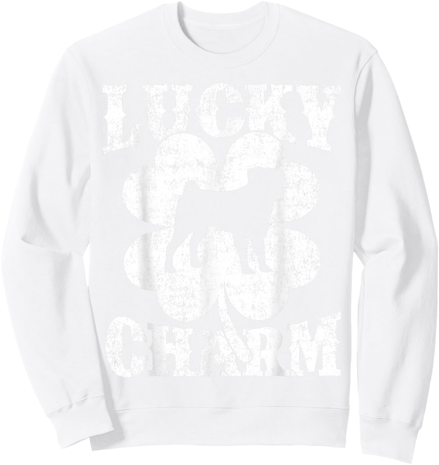 Shamrock Leaf Lucky Charm Pug Dog St Patrick's Day Sweatshirt - Sweatshirt | White