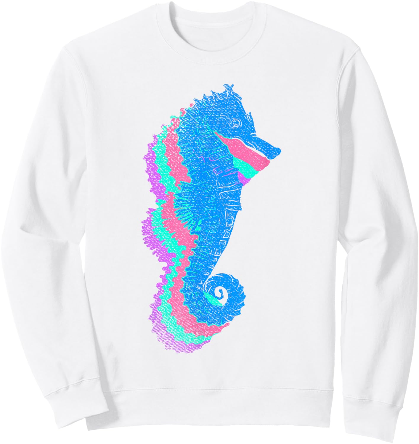 Underwater Sea Fish Ocean Animal Biology Colorful Seahorse Sweatshirt - Sweatshirt | White