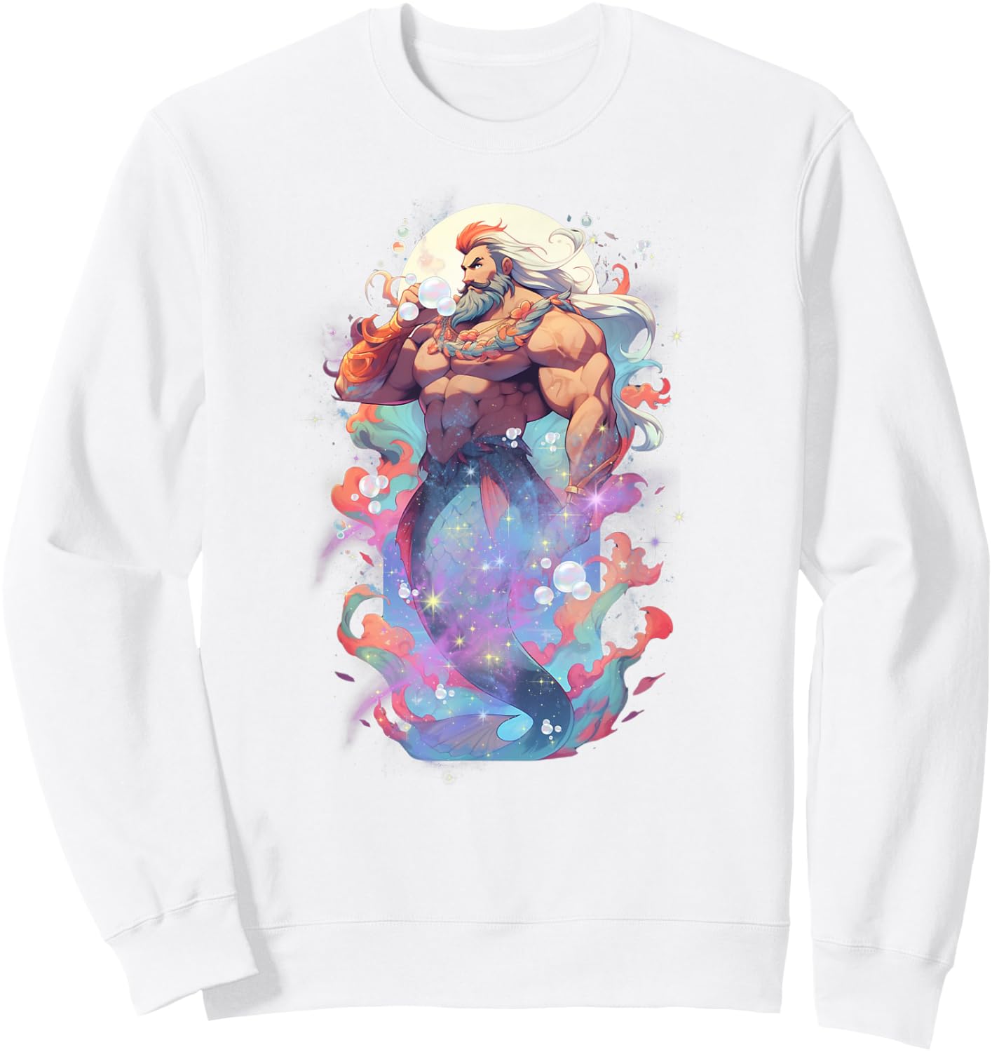 Merdaddy Security Merman Daddy Fish Father's Day Mermaid Men Sweatshirt - Sweatshirt | White
