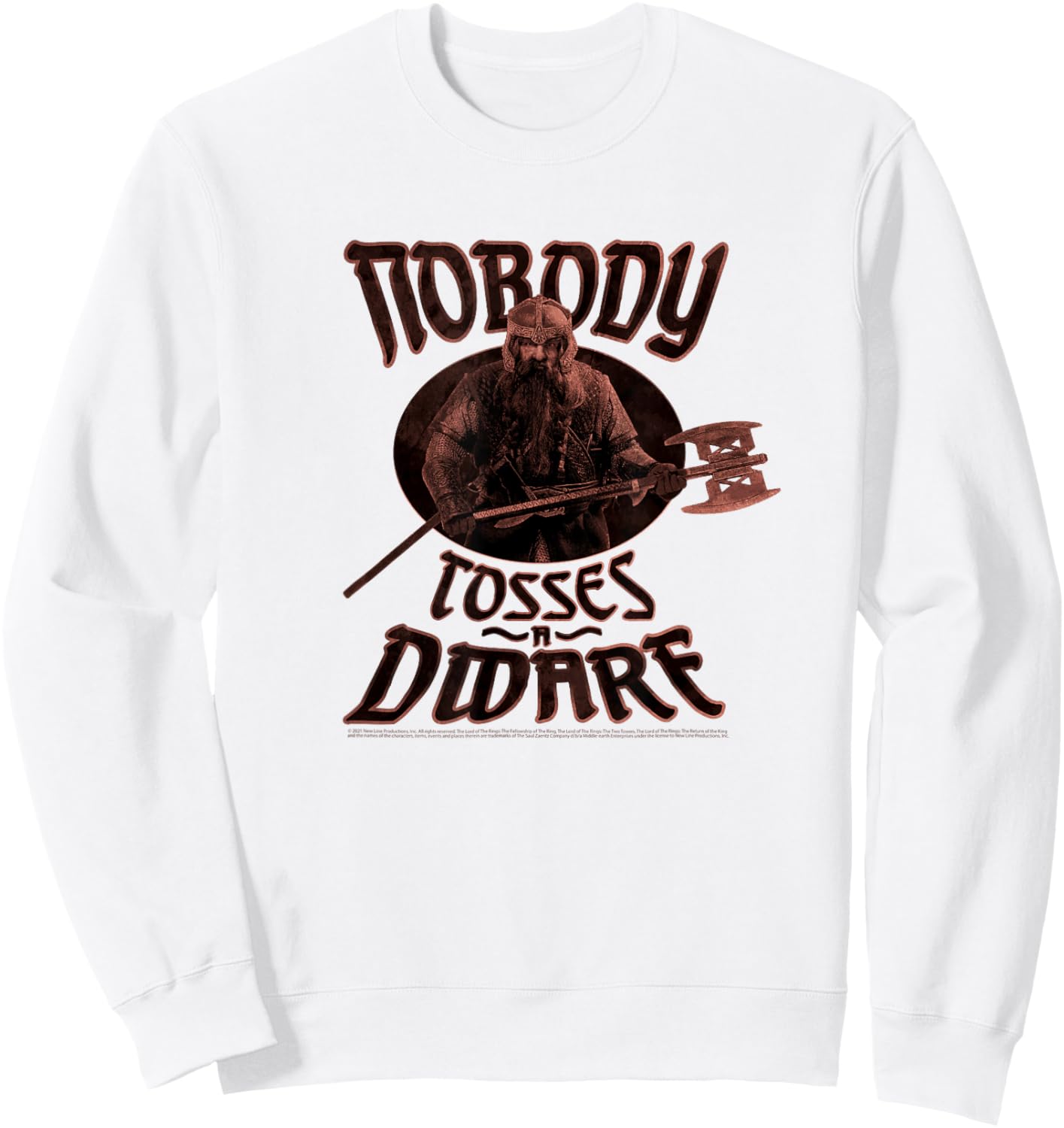 Lord of The Rings Gimli Nobody Tosses A Dwarf Portrait Sweatshirt - Sweatshirt | White