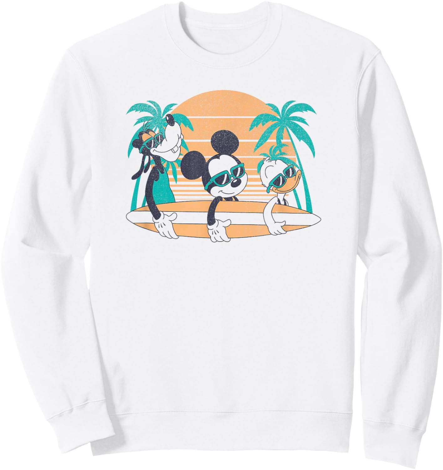 Disney Mickey and Friends Retro Surf Group Small Sweatshirt - Sweatshirt | White