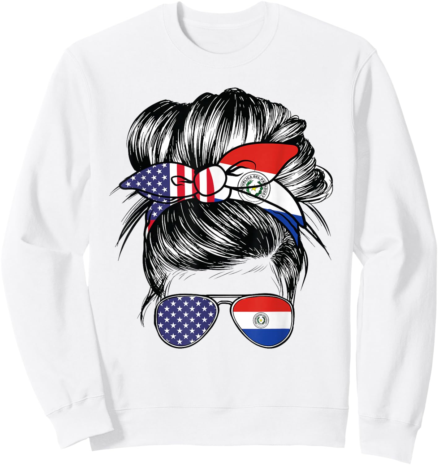 Paraguay Flag American Women Girl USA Heritage Paraguayan Sweatshirt - Sweatshirt | White