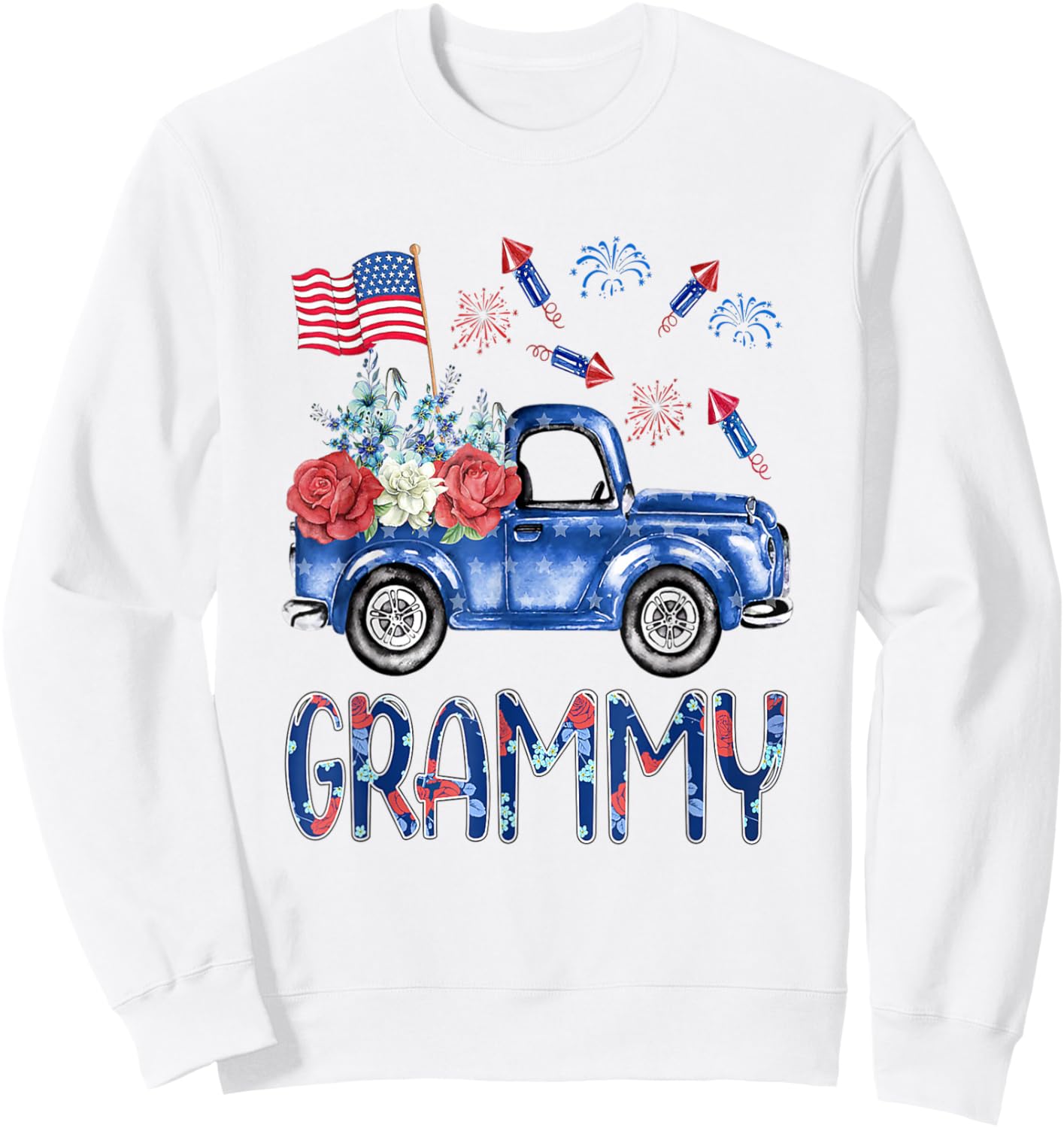 Great Cute Patriotic 4th Of July Women Proud Grammy Sweatshirt - Sweatshirt | White