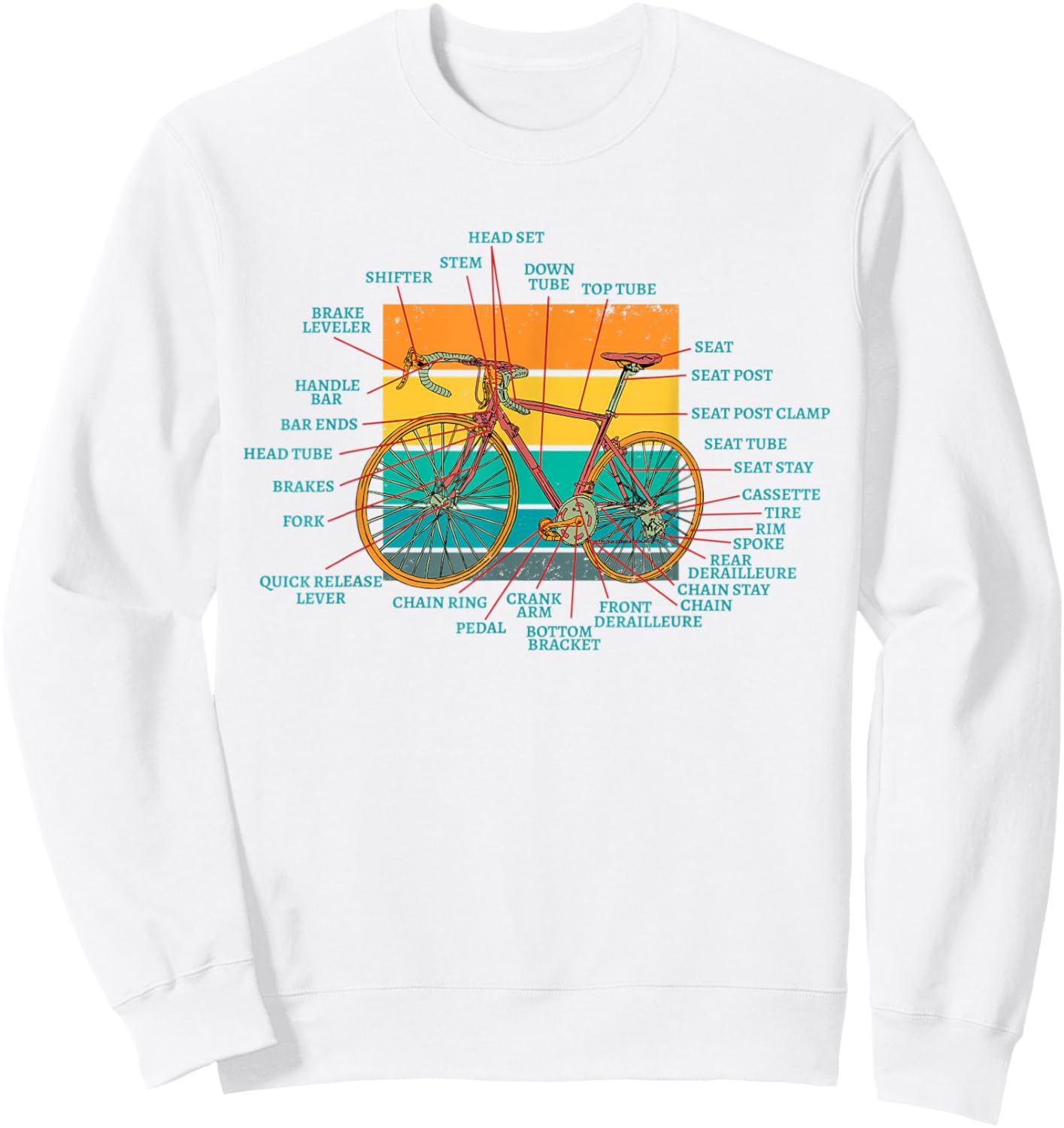 Bike Anatomy of a Bicycle Cycling Lover Sweatshirt - Sweatshirt | White