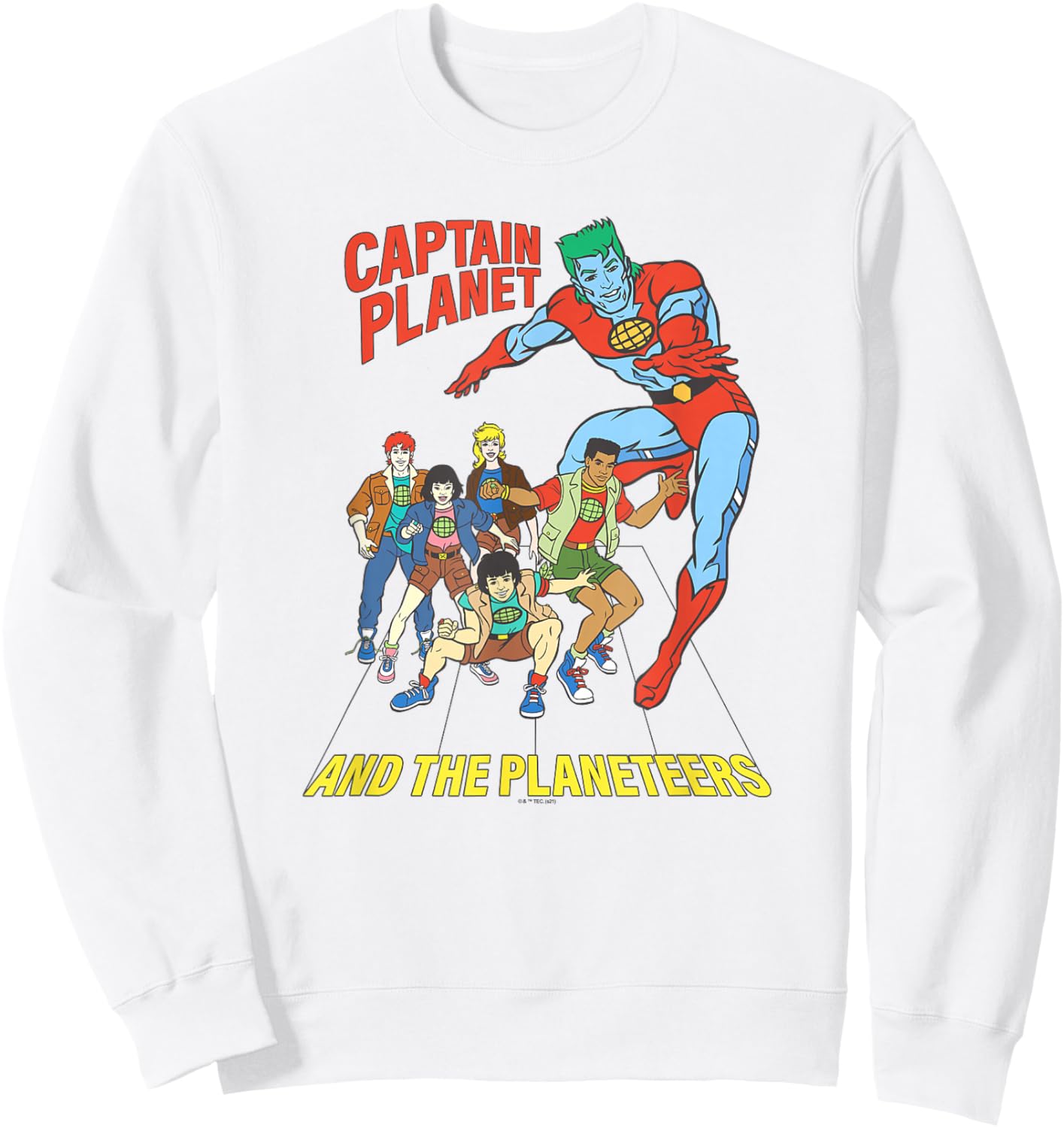 Captain Planet Planeteers United Retro Logo Sweatshirt - Sweatshirt | White