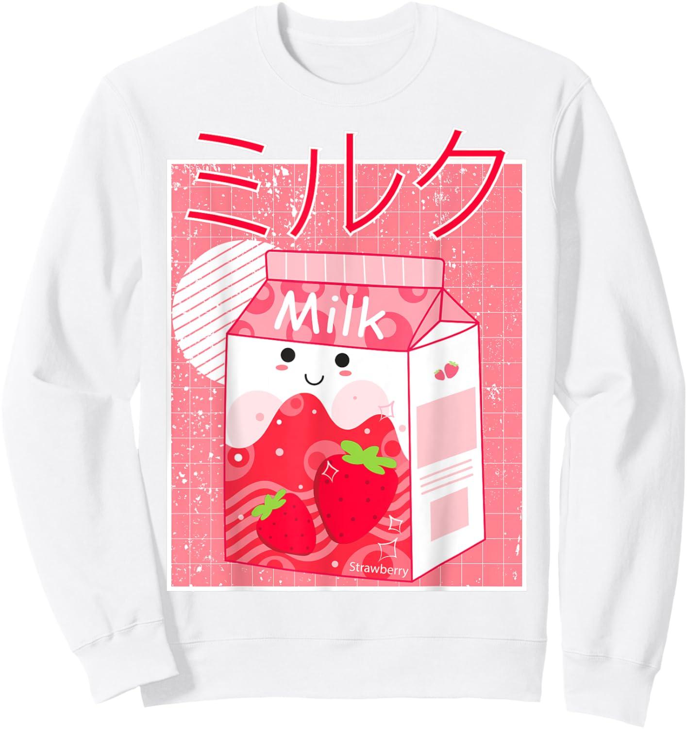 Pink Strawberry Milk Shake Kawaii pastel Goth Japanese 90's Sweatshirt - Sweatshirt | White