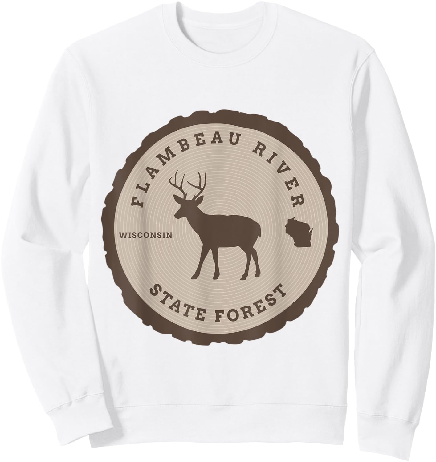 Flambeau River State Forest Wisconsin WI Outdoors Deer Sweatshirt - Sweatshirt | White