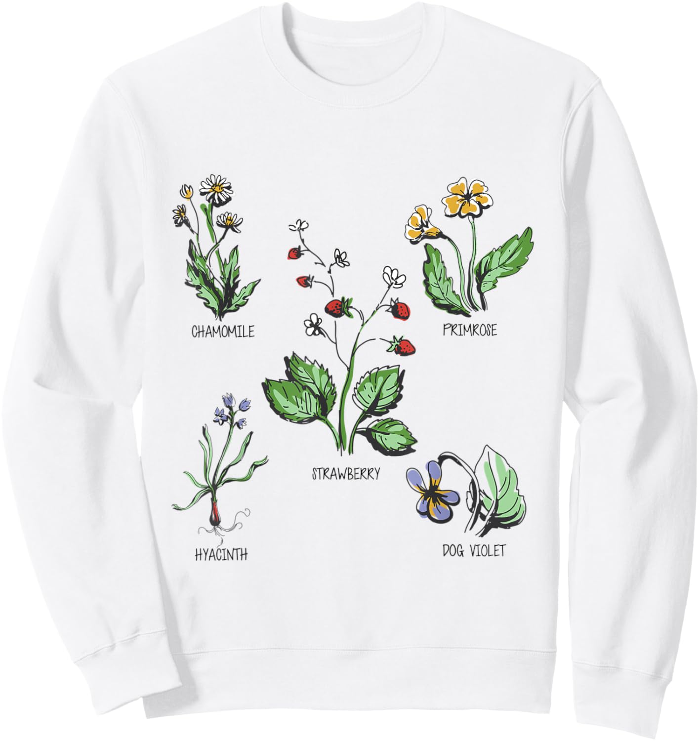 Garden plants in pastel colours for nature lovers botany Sweatshirt - Sweatshirt | White