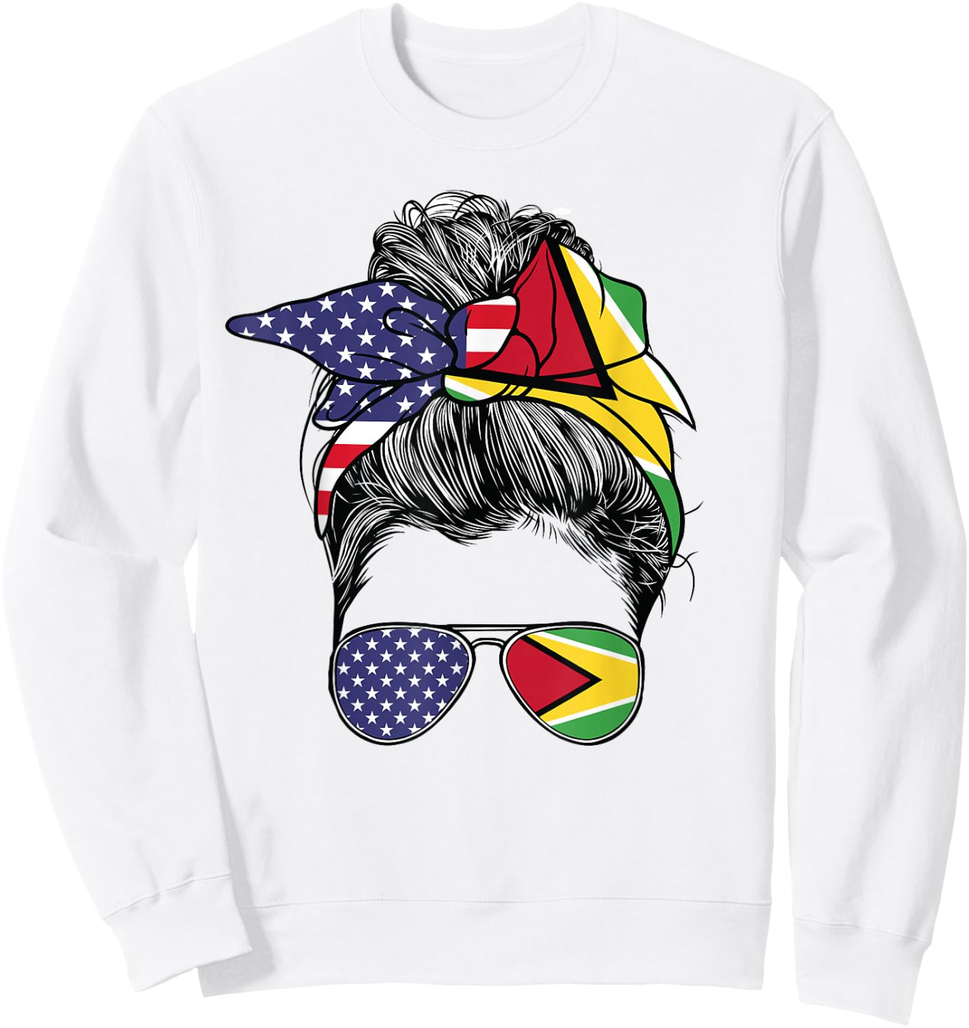 Guyanese Women Girl USA Heritage American Guyana Flag Sweatshirt - Sweatshirt | White