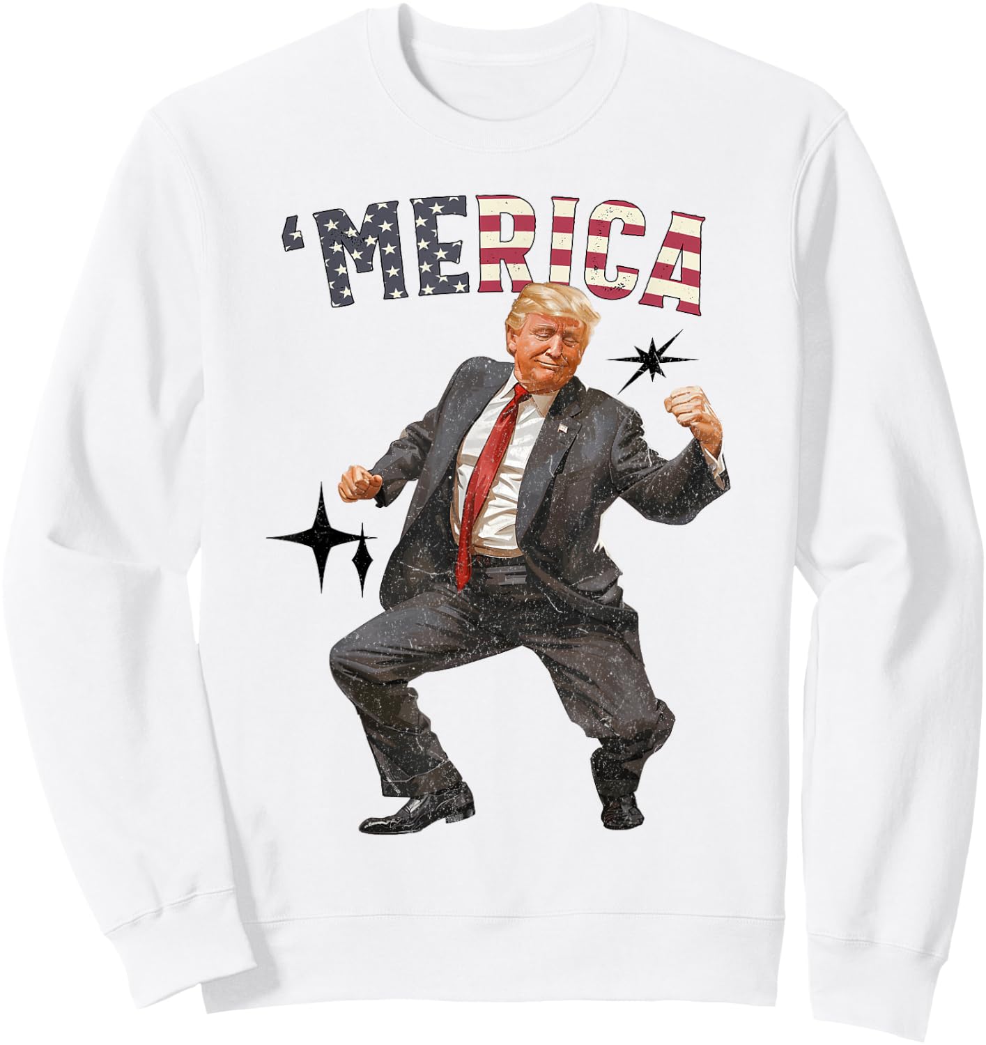 'MERICA TRUMP Happy 4th Of July Trump American Flag Gifts Sweatshirt - Sweatshirt | White