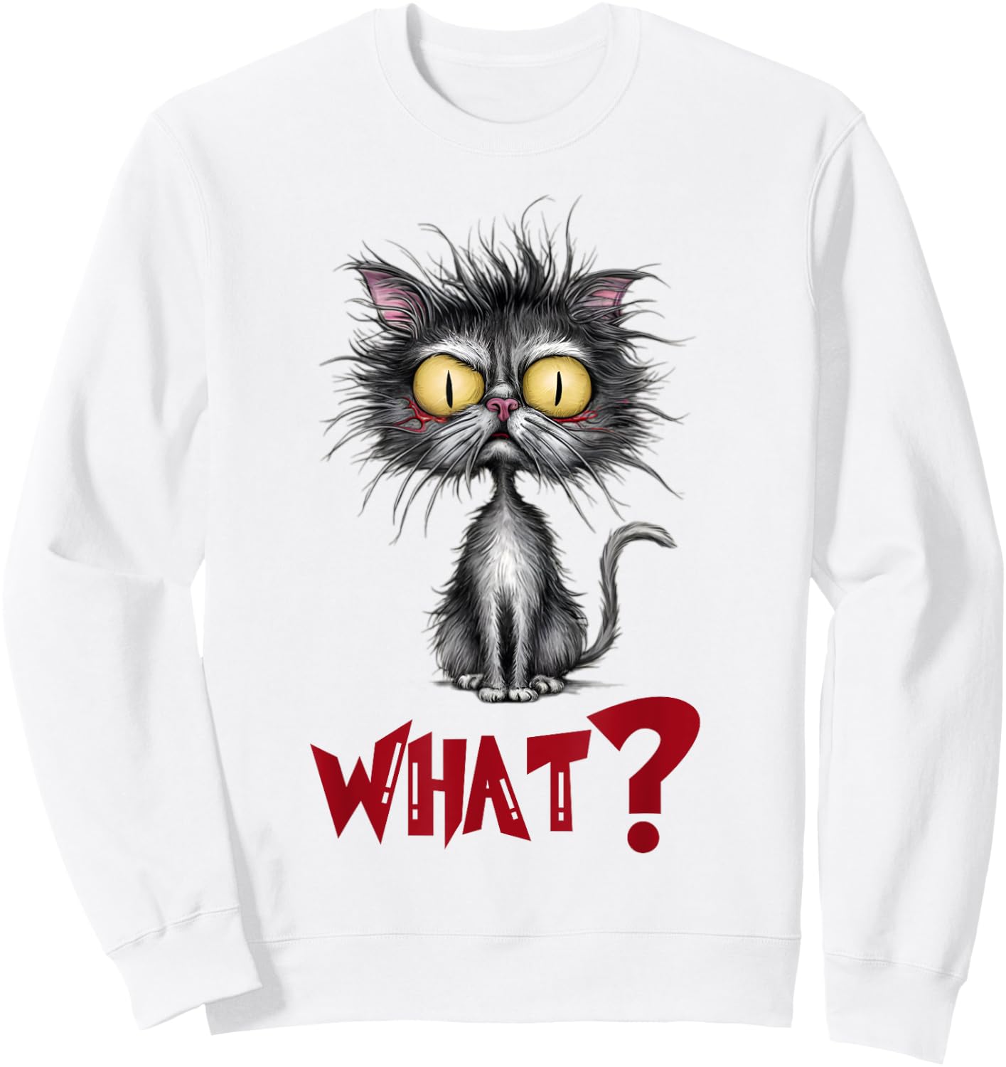 Cat What? Funny Cat Meme Women Sweatshirt - Sweatshirt | White