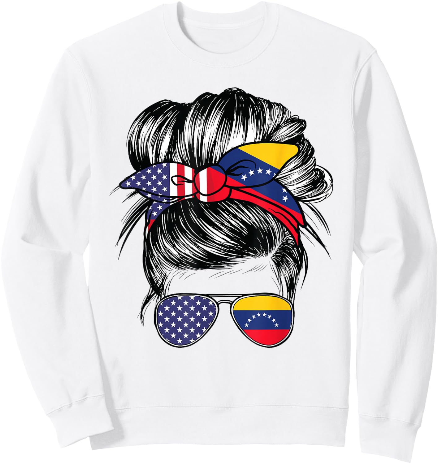 Venezuela Flag American Women Girl USA Heritage Venezuelan Sweatshirt - Sweatshirt | White