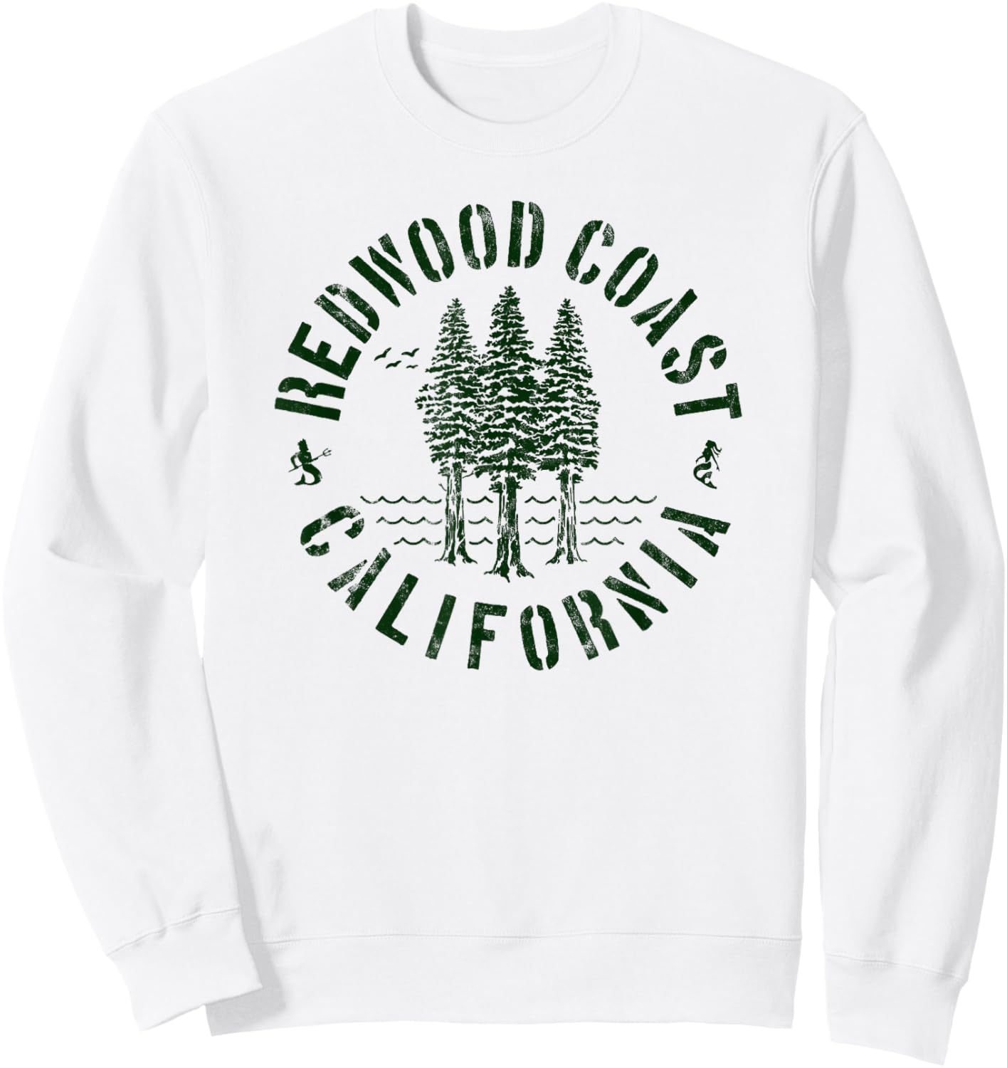 Redwood Coast California Trees Forest Ocean Outdoors Camping Sweatshirt - Sweatshirt | White