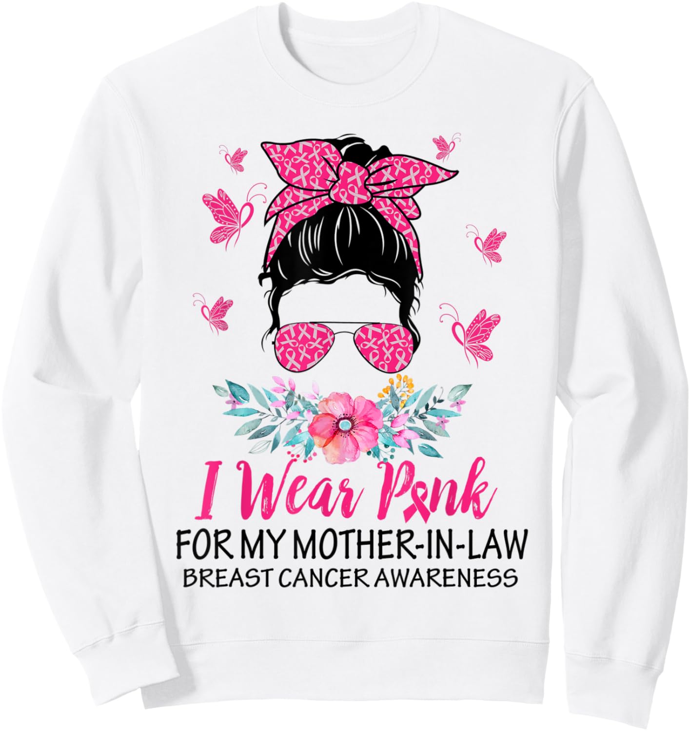 I Wear Pink for My Mother In Law Breast Cancer Awareness Sweatshirt - Sweatshirt | White