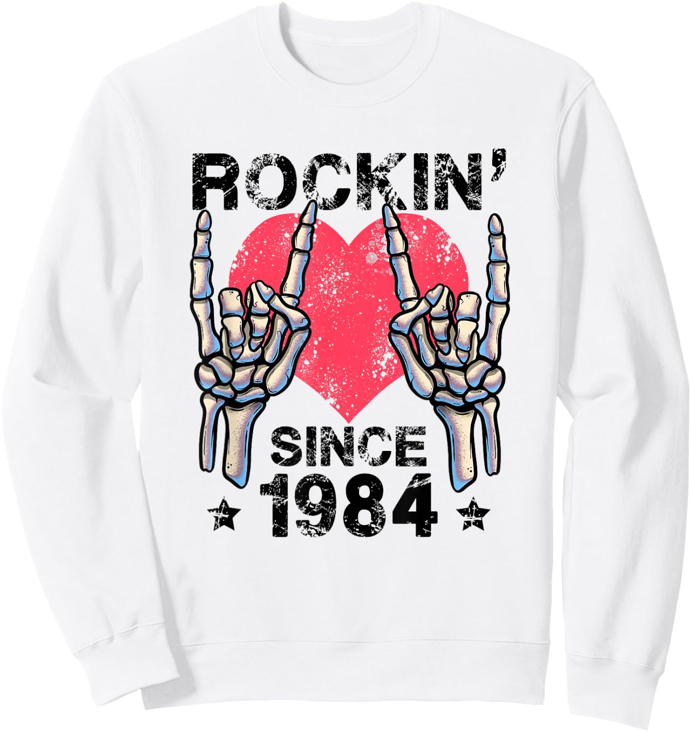 Rockin Since 1984 Rock&Roll Birthday Retro Rock And Roll Sweatshirt - Sweatshirt | White