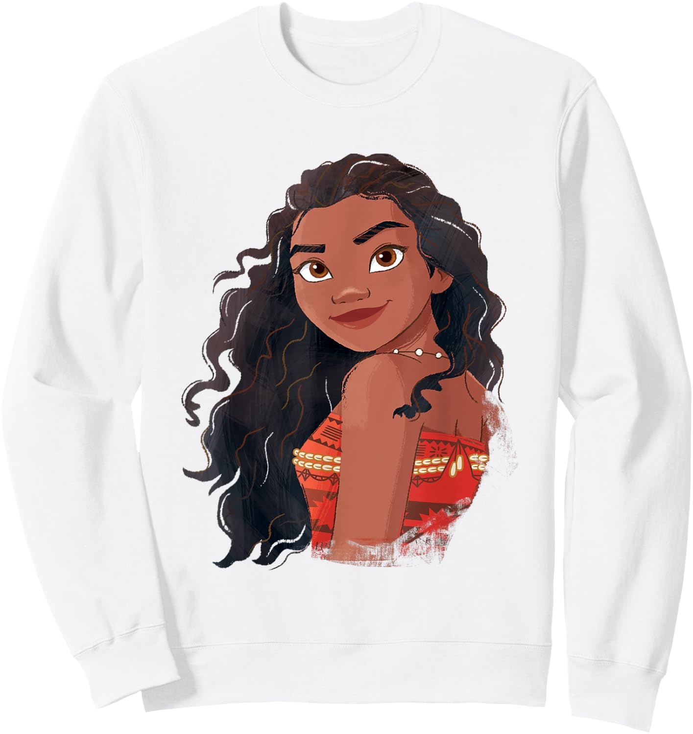 Disney Moana Powerful Beautiful Moana Big Chest Portrait Sweatshirt - Sweatshirt | White