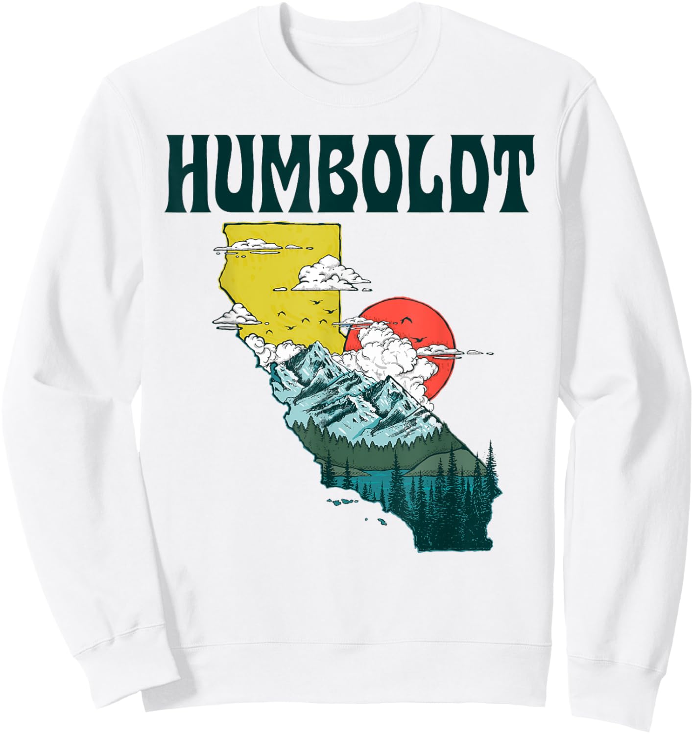 Humboldt California Outdoors Nature & Mountains Vintage Art Sweatshirt - Sweatshirt | White