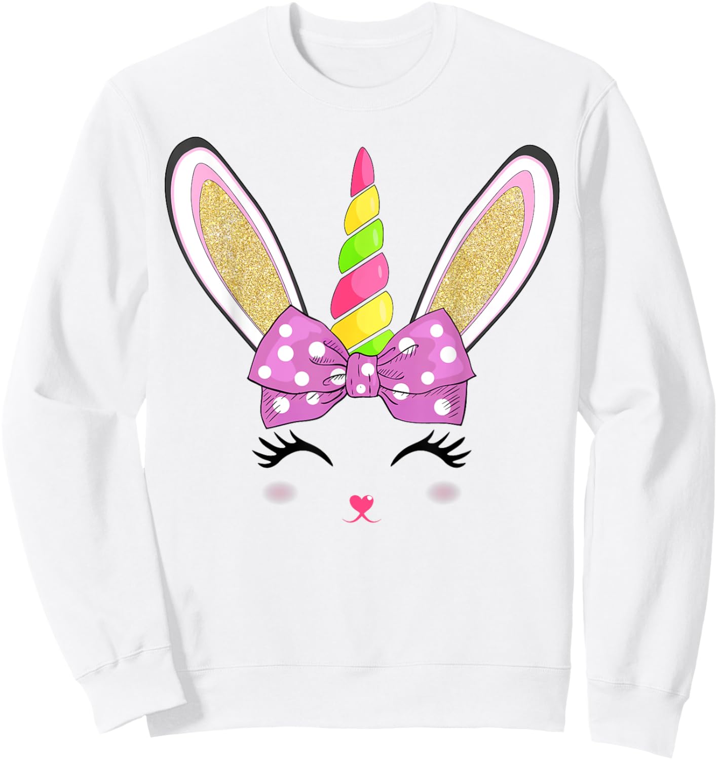 Cute Easter Bunny Face Girls Kids Sweatshirt - Sweatshirt | White