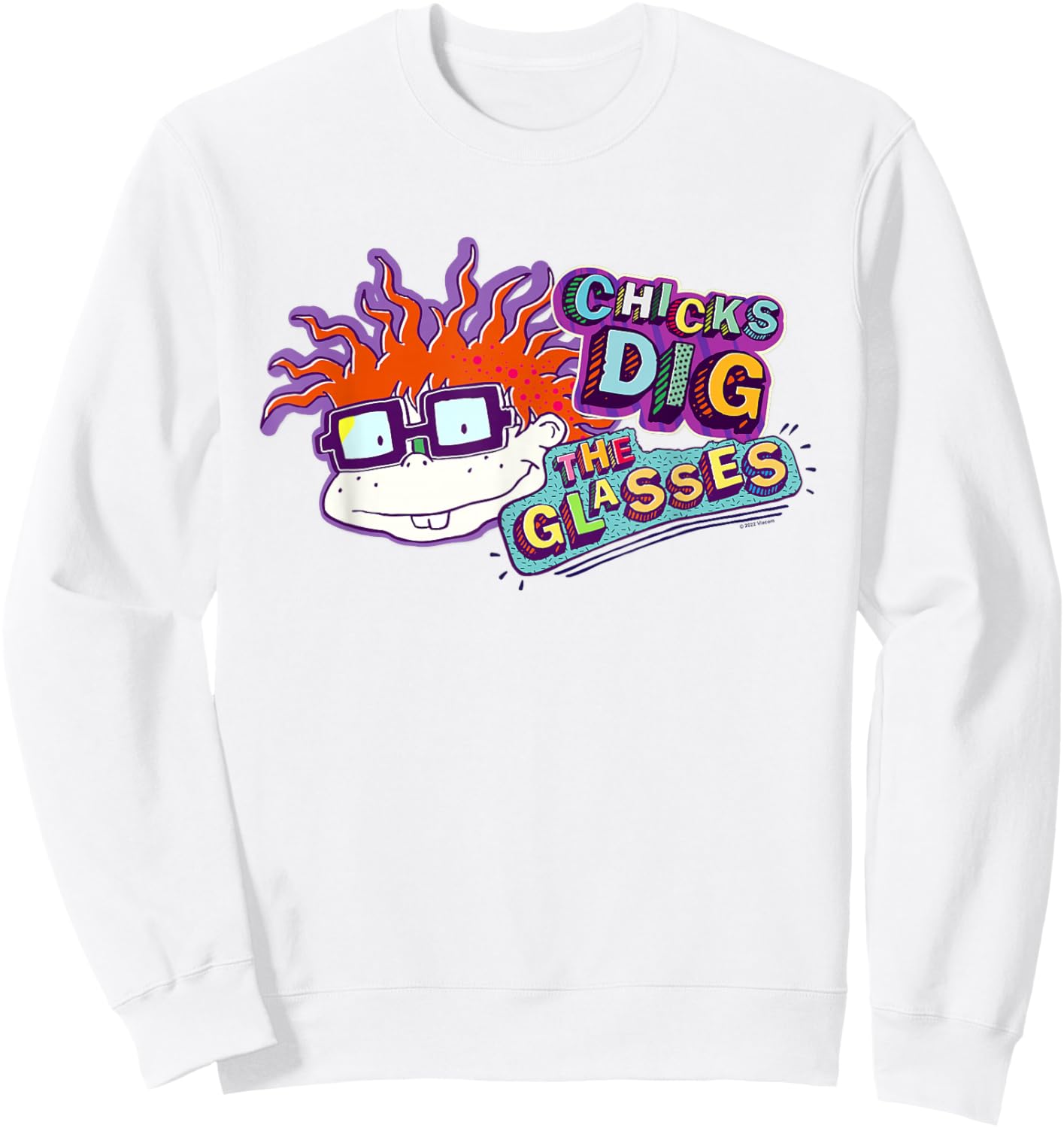Rugrats Chicks Dig the Glasses Badge Sweatshirt - Sweatshirt | White