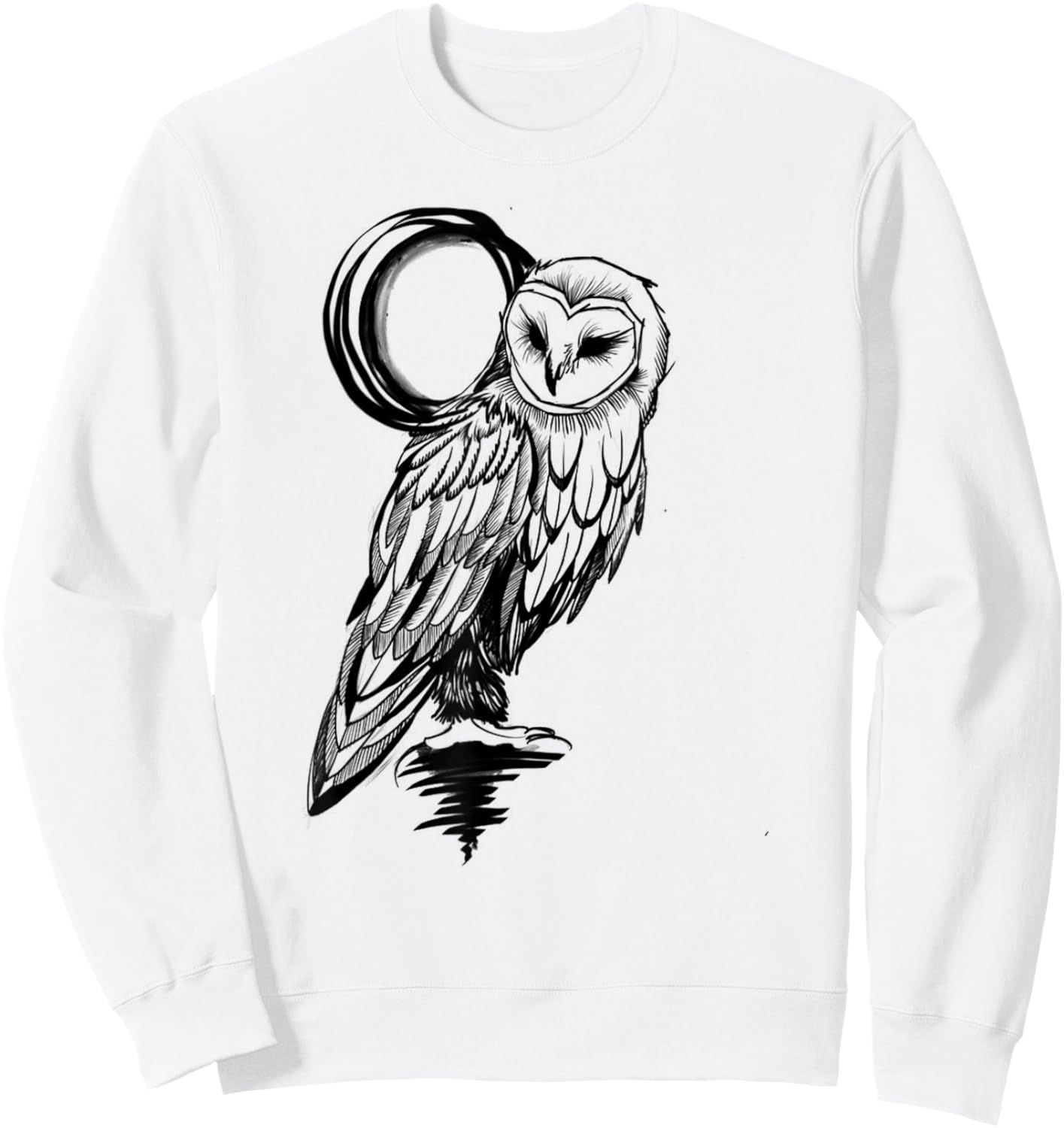 Owl motif shirt, owl black and white print, Barn Owl Sweatshirt - Sweatshirt | White