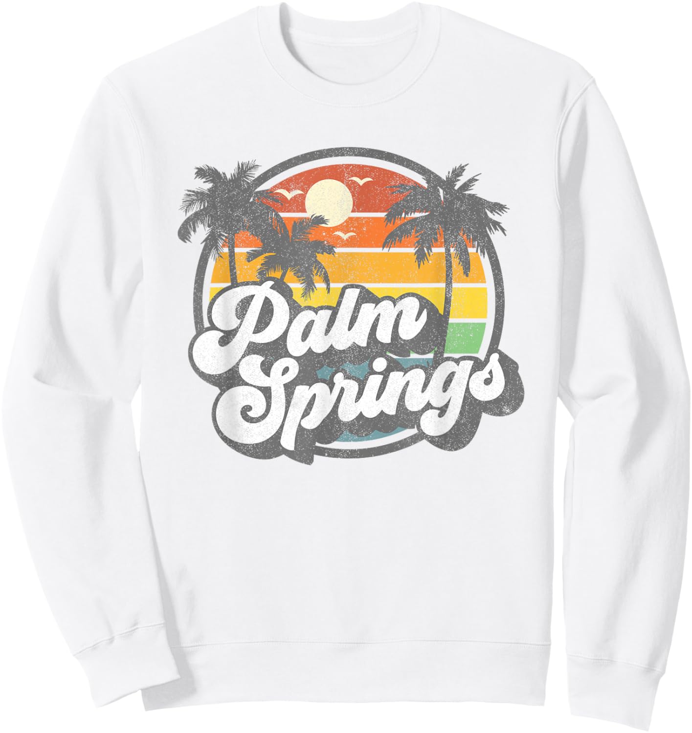Palm Springs California Beach Retro Vintage Vacation Gift Small Sweatshirt - Sweatshirt | White