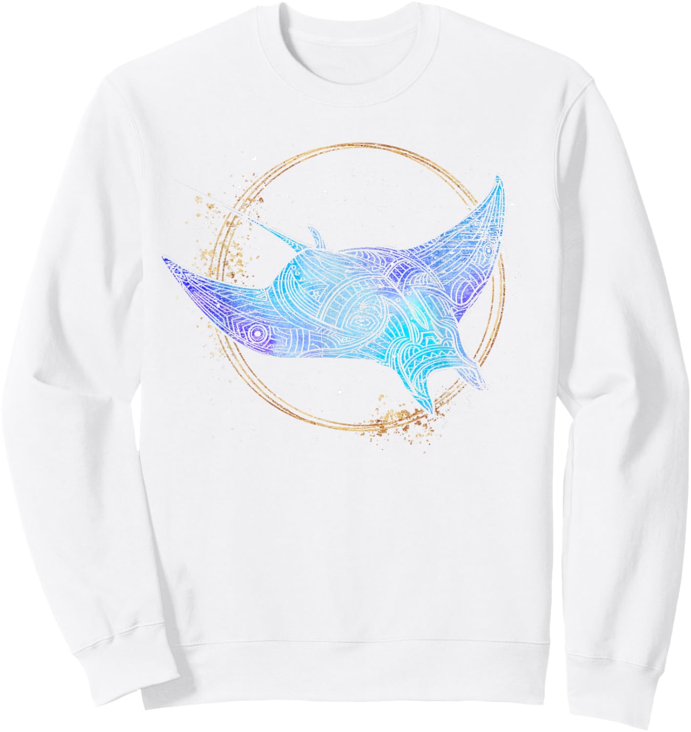 Ocean Animal Lover Hawaiian Tattoo Stingray Manta Ray Sweatshirt - Sweatshirt | White