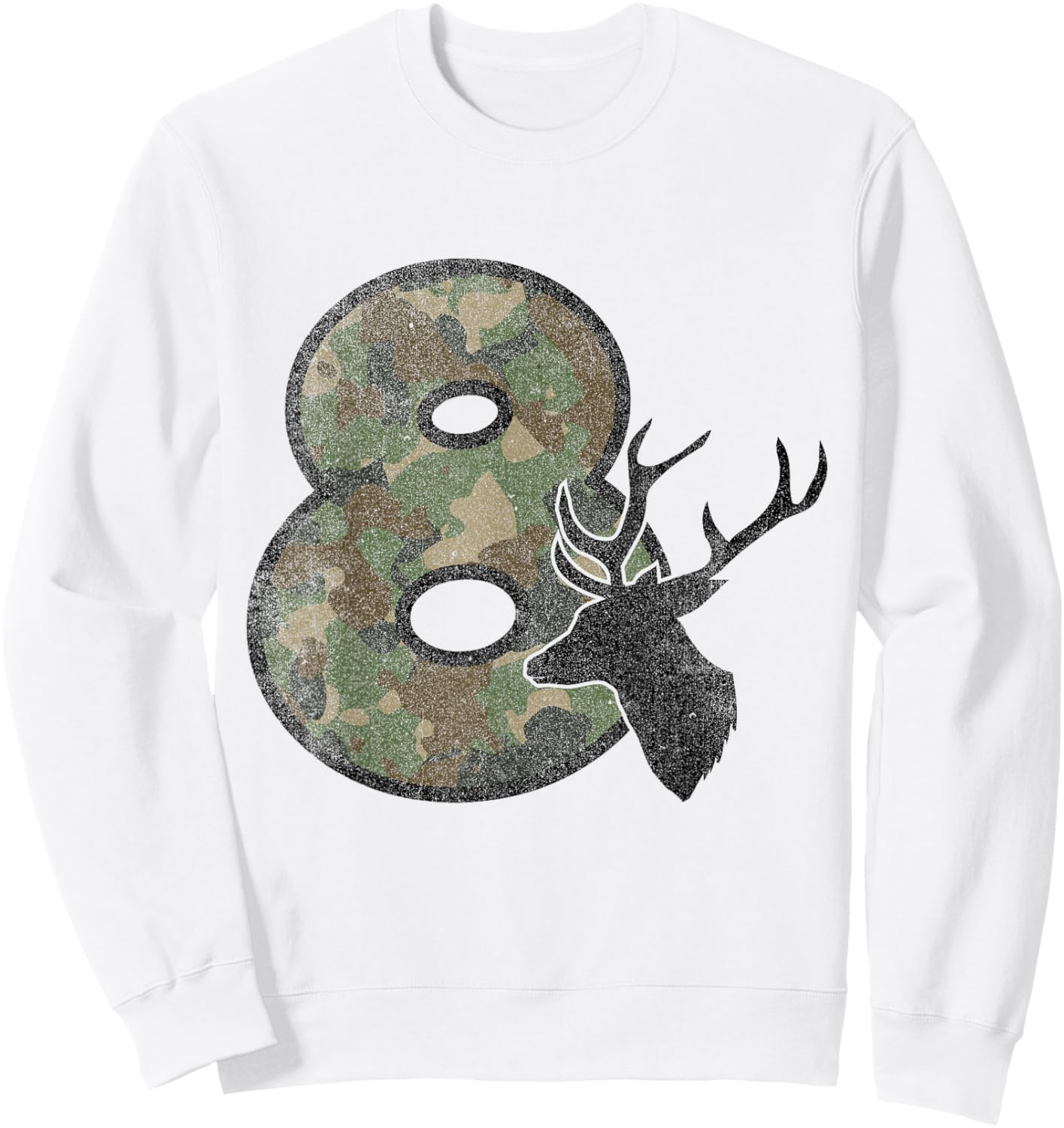 Country Boys Camo 8 Eight Year Old Birthday Deer Hunter Sweatshirt - Sweatshirt | White