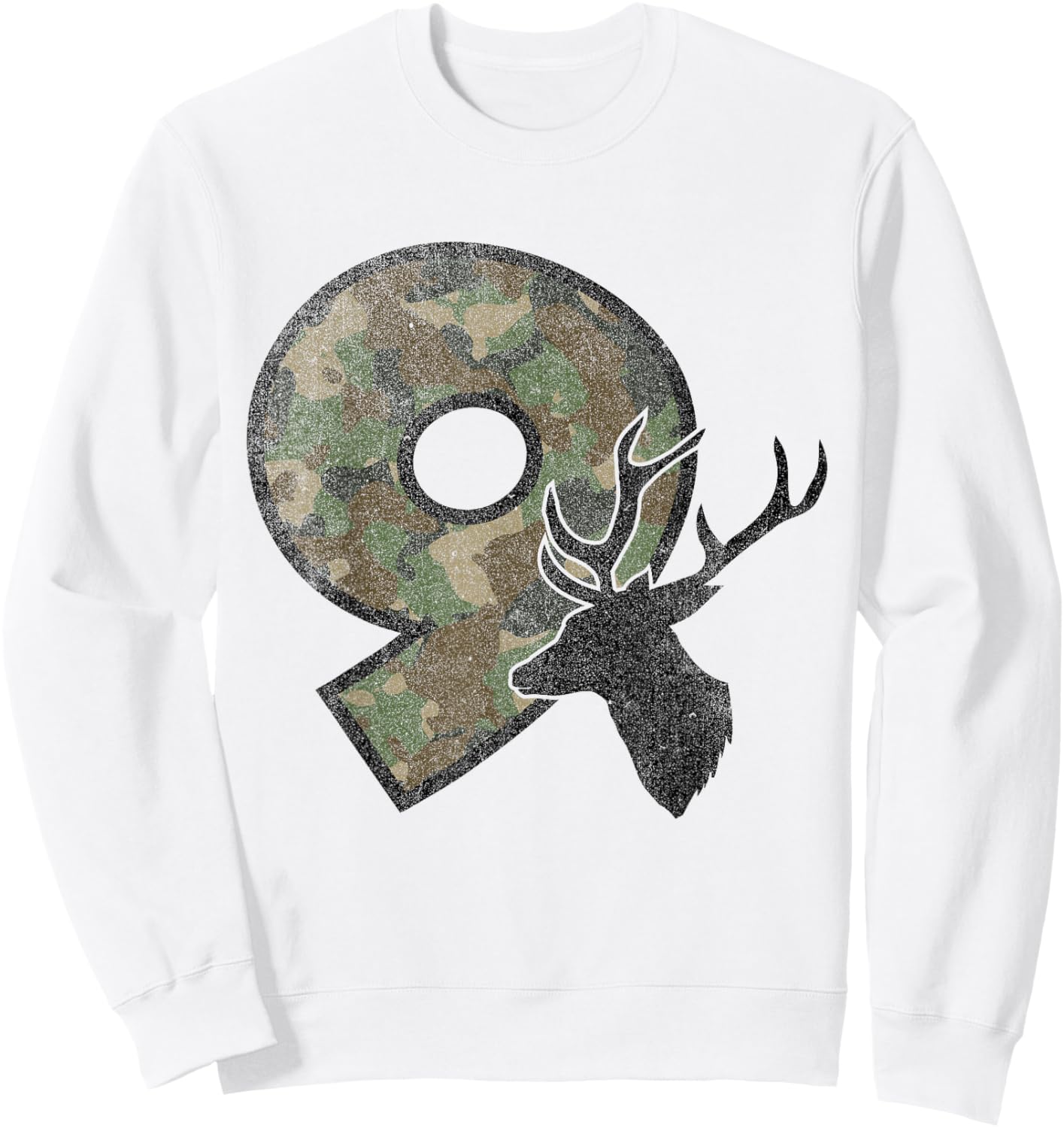 9 Nine Year Old Boy Ninth Birthday Country Camo Deer Hunter Sweatshirt - Sweatshirt | White