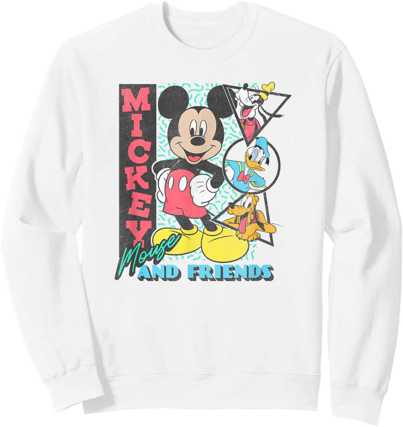 Disney Mickey & Friends Retro 90's Group Poster Sweatshirt - Sweatshirt | White
