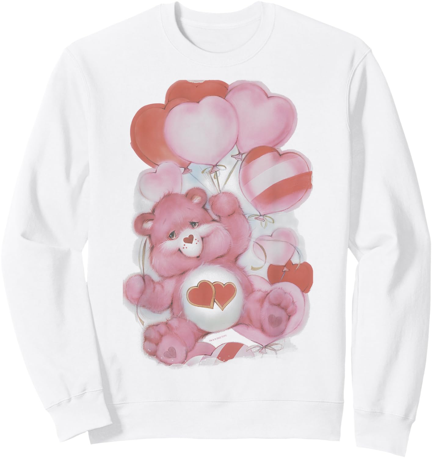 Care Bears Valentine's Day Love-a-Lot Bear Watercolor Hearts Sweatshirt - Sweatshirt | White